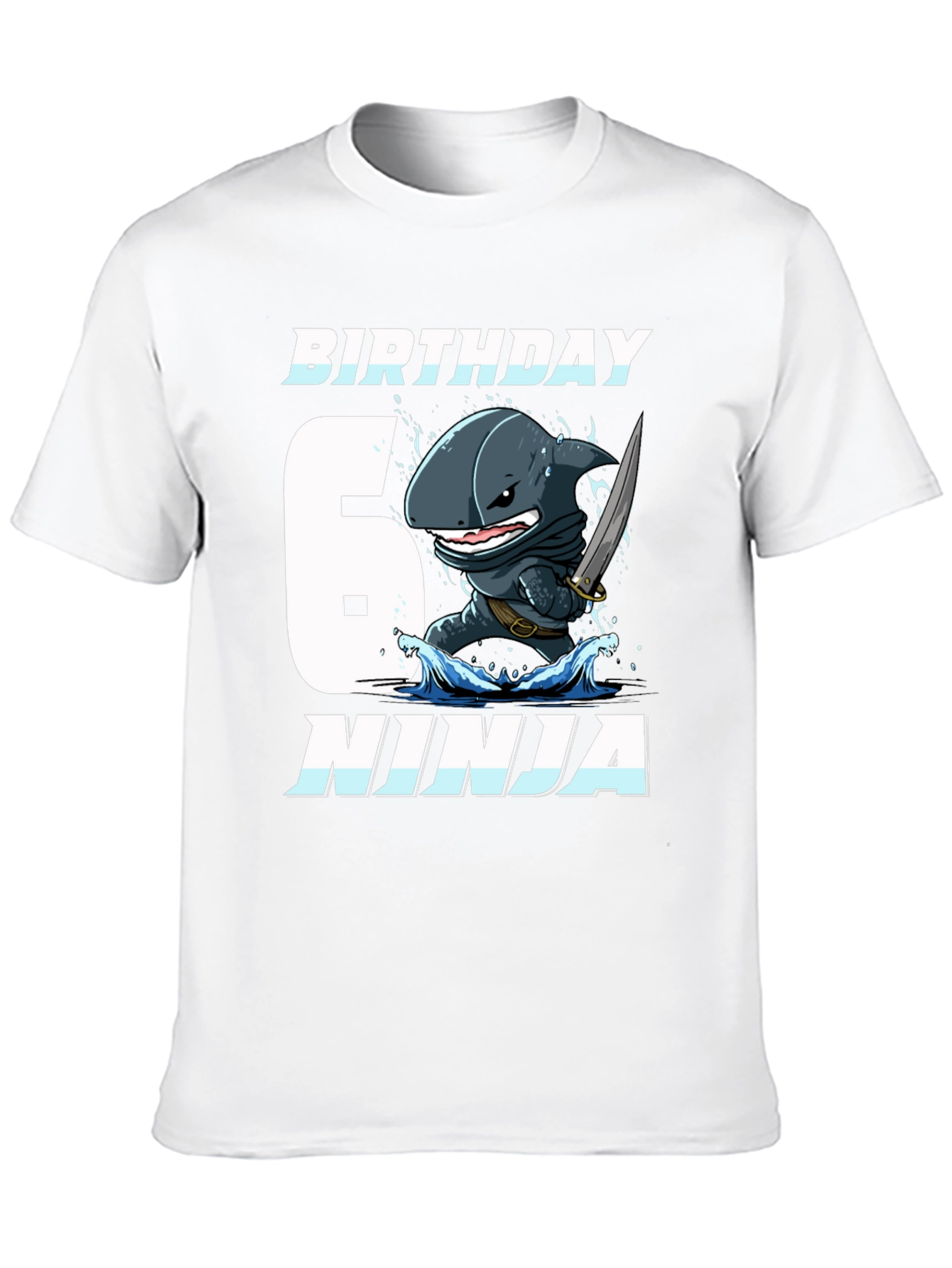 Black Birthday Shark Ninja Black T-Shirt view 10