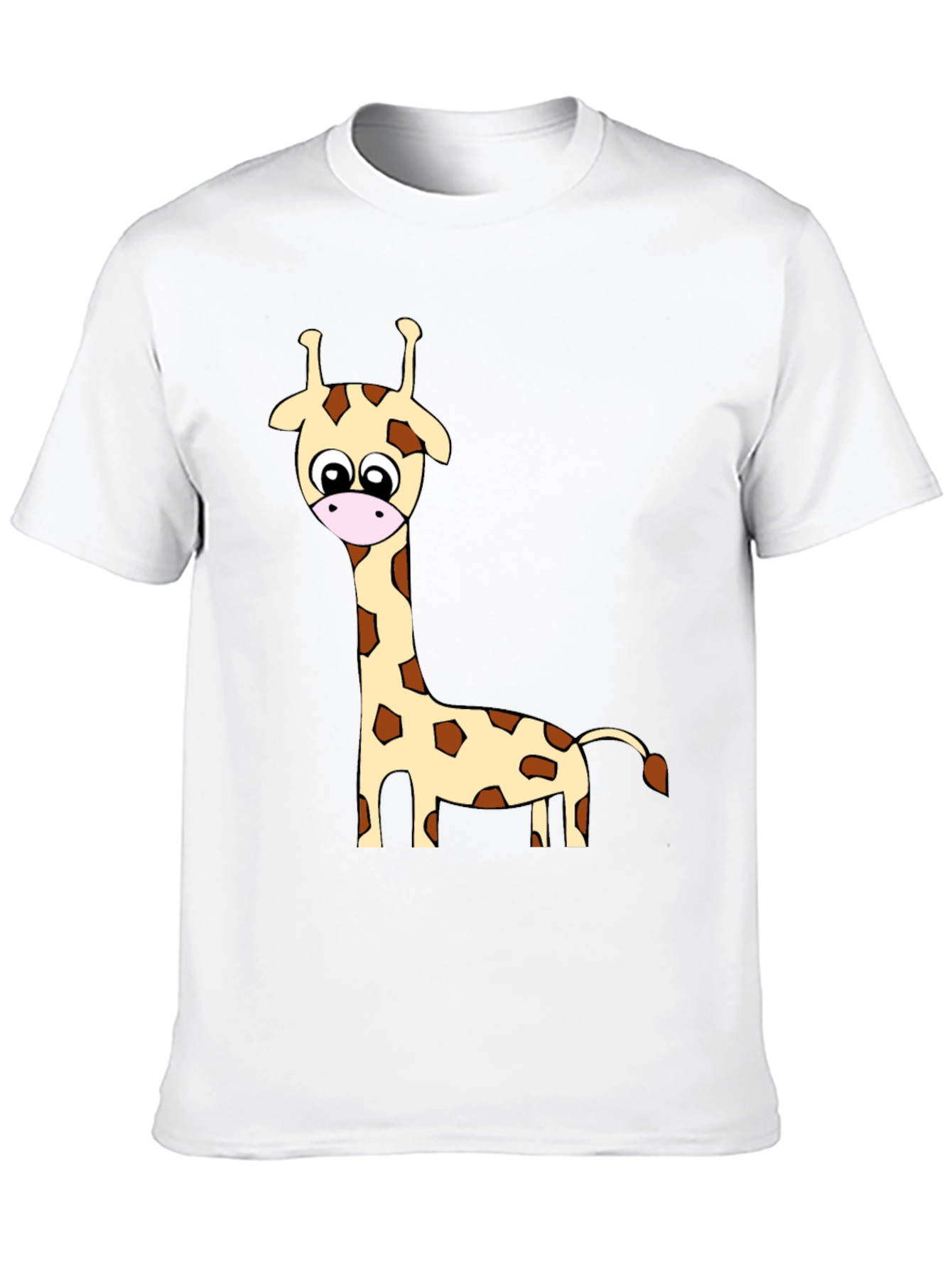 Black Cartoon Giraffe Print Crew Neck T-Shirt view 10
