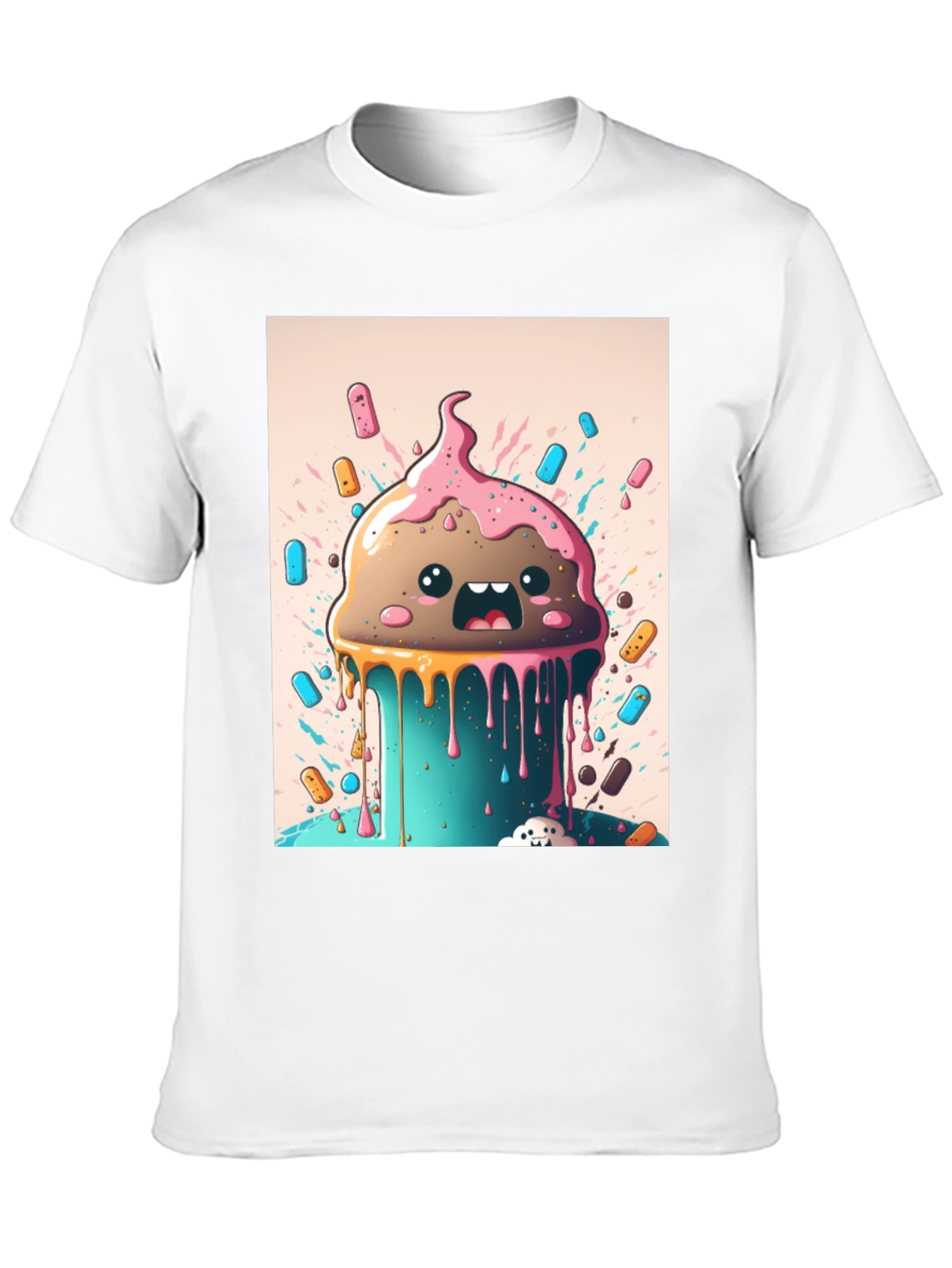 Black Kawaii Melting Ice Cream Graphic Tee view 10