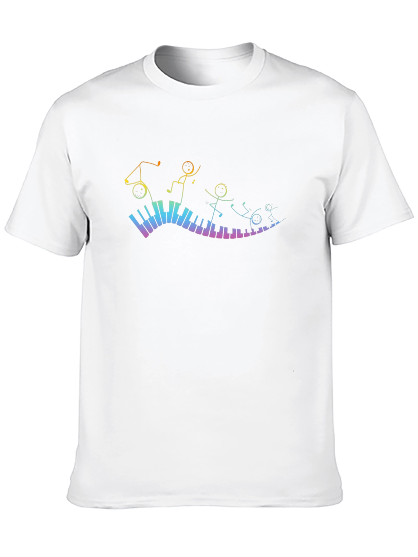 Black Musical Stick Figures Piano T-Shirt view 10