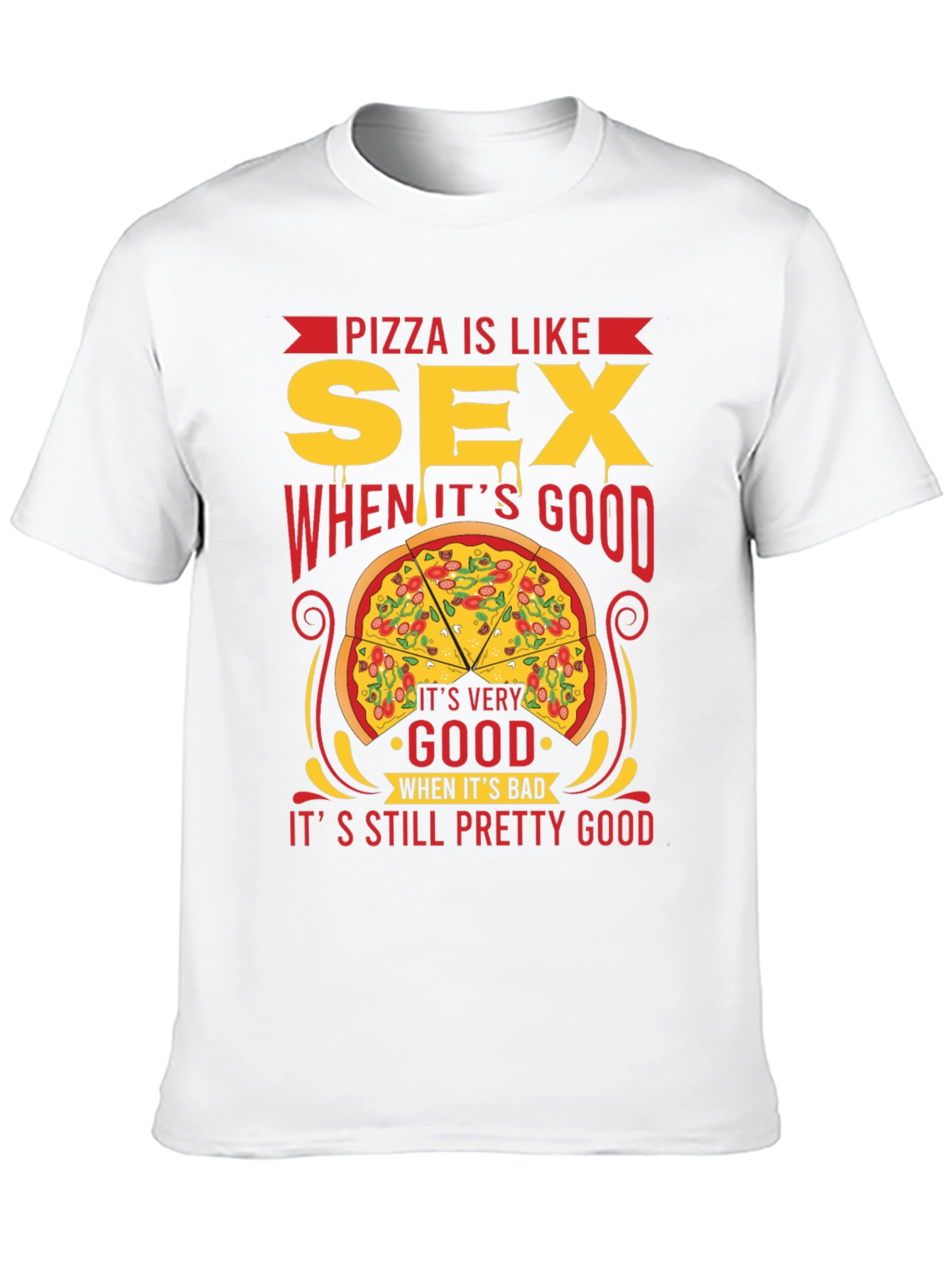 Black Pizza & Sex Funny Graphic T-Shirt view 10