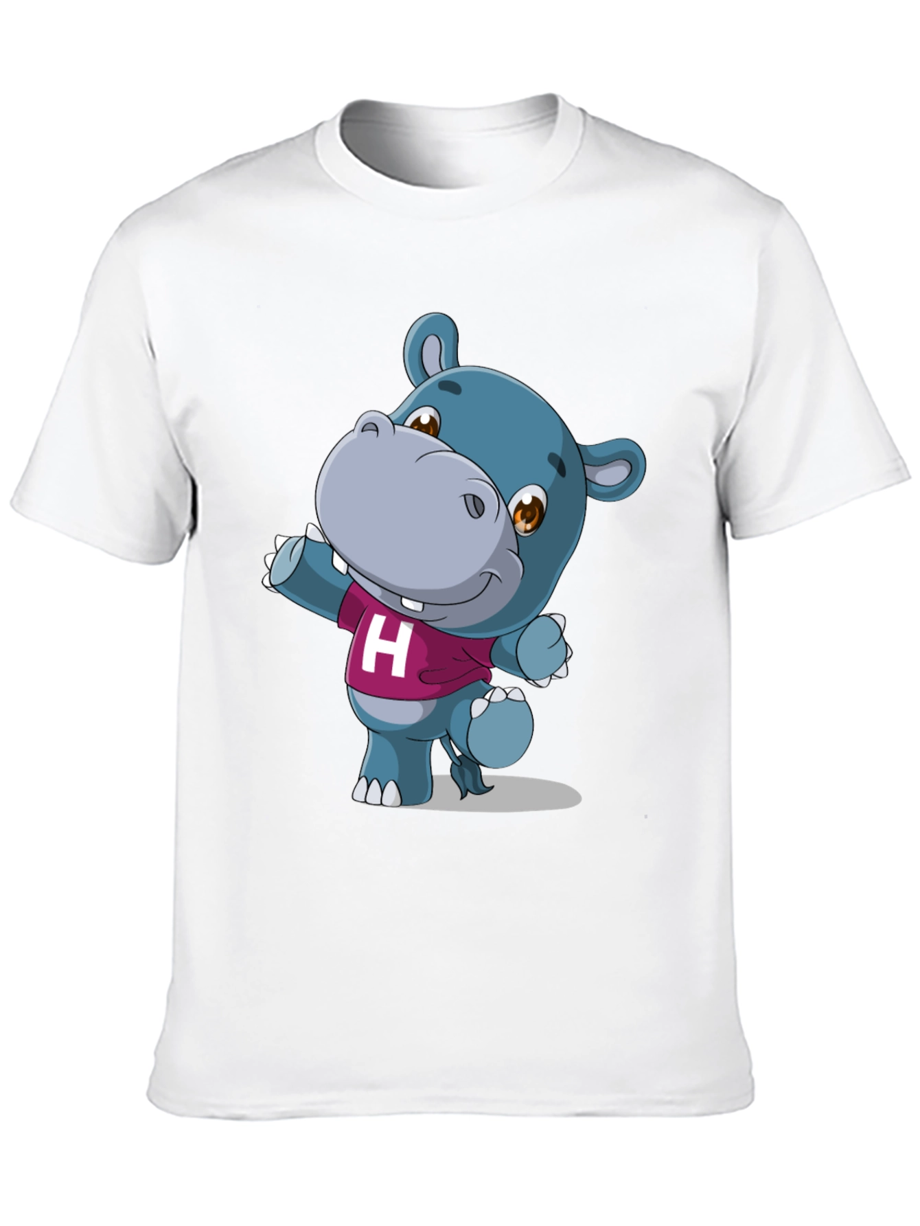 Black Cute Hippo Graphic Tee - Black Unisex Shirt view 10