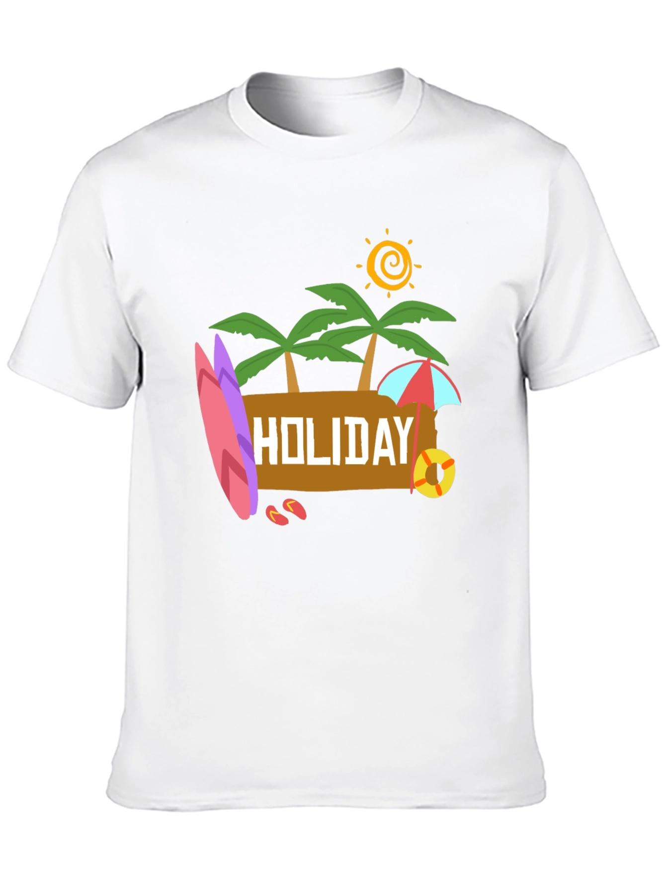 Black Holiday Beach T-Shirt - Black Cotton Tee view 10