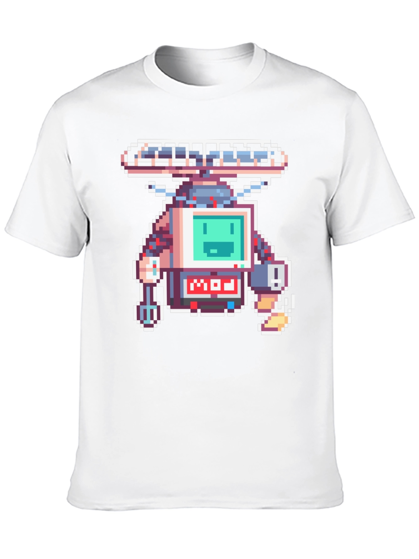 Black Retro Pixel Robot Graphic T-Shirt view 10
