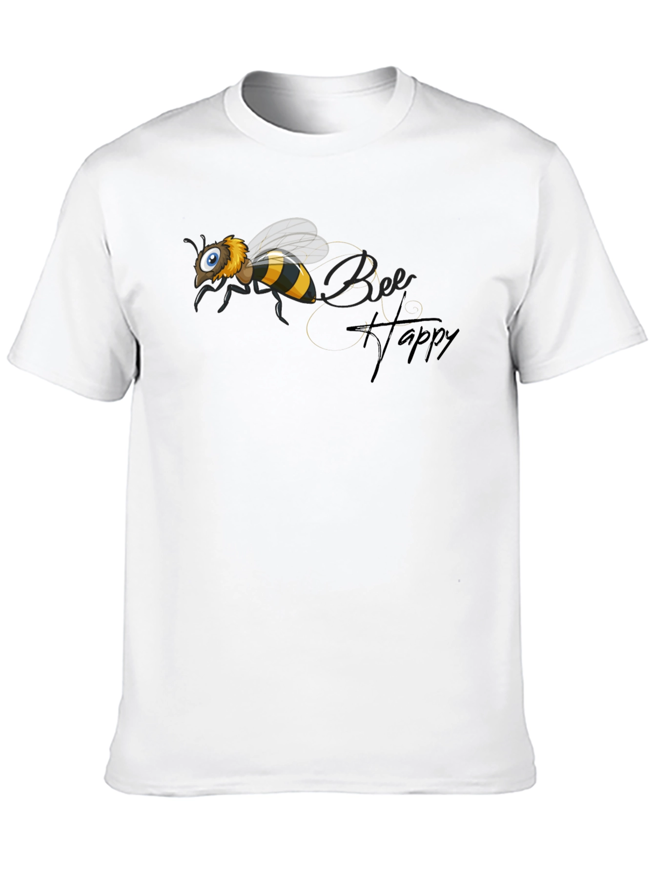 Black Bee Happy T-Shirt - Black Graphic Tee view 10