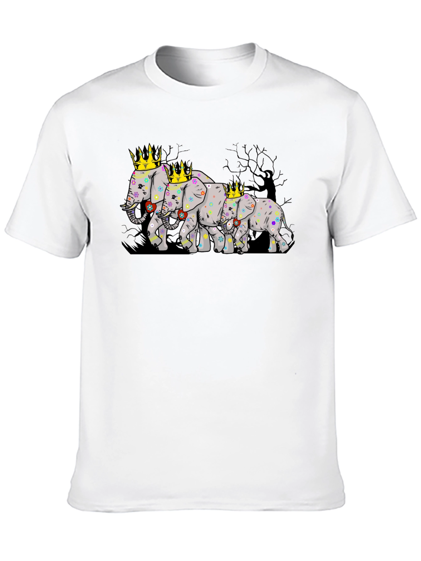 Black Elephant Family Crowned T-Shirt view 10