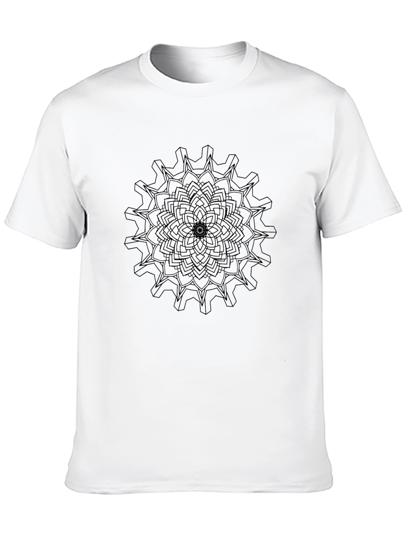 Black Gear Mandala Black Graphic Tee - Modern Streetwear view 10
