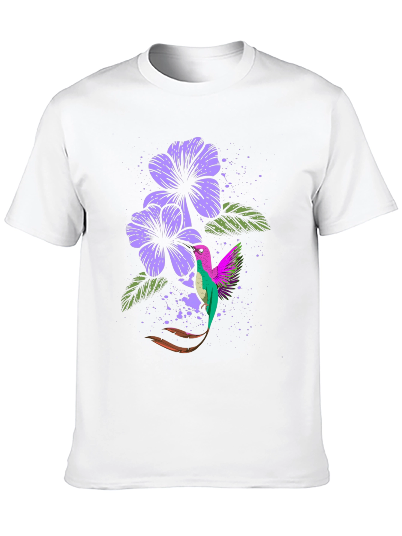 Black Hummingbird & Floral Print Black T-Shirt view 10