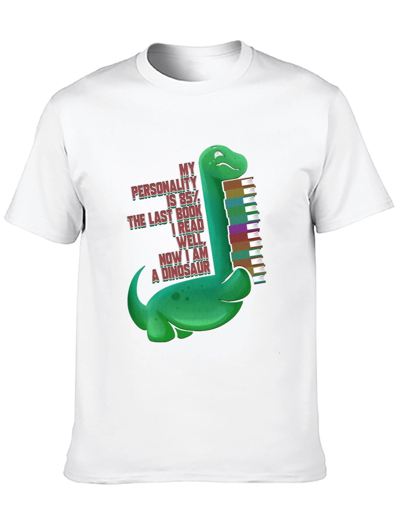 Black Dinosaur Book Lover T-Shirt - "My Personality is 85%" view 10