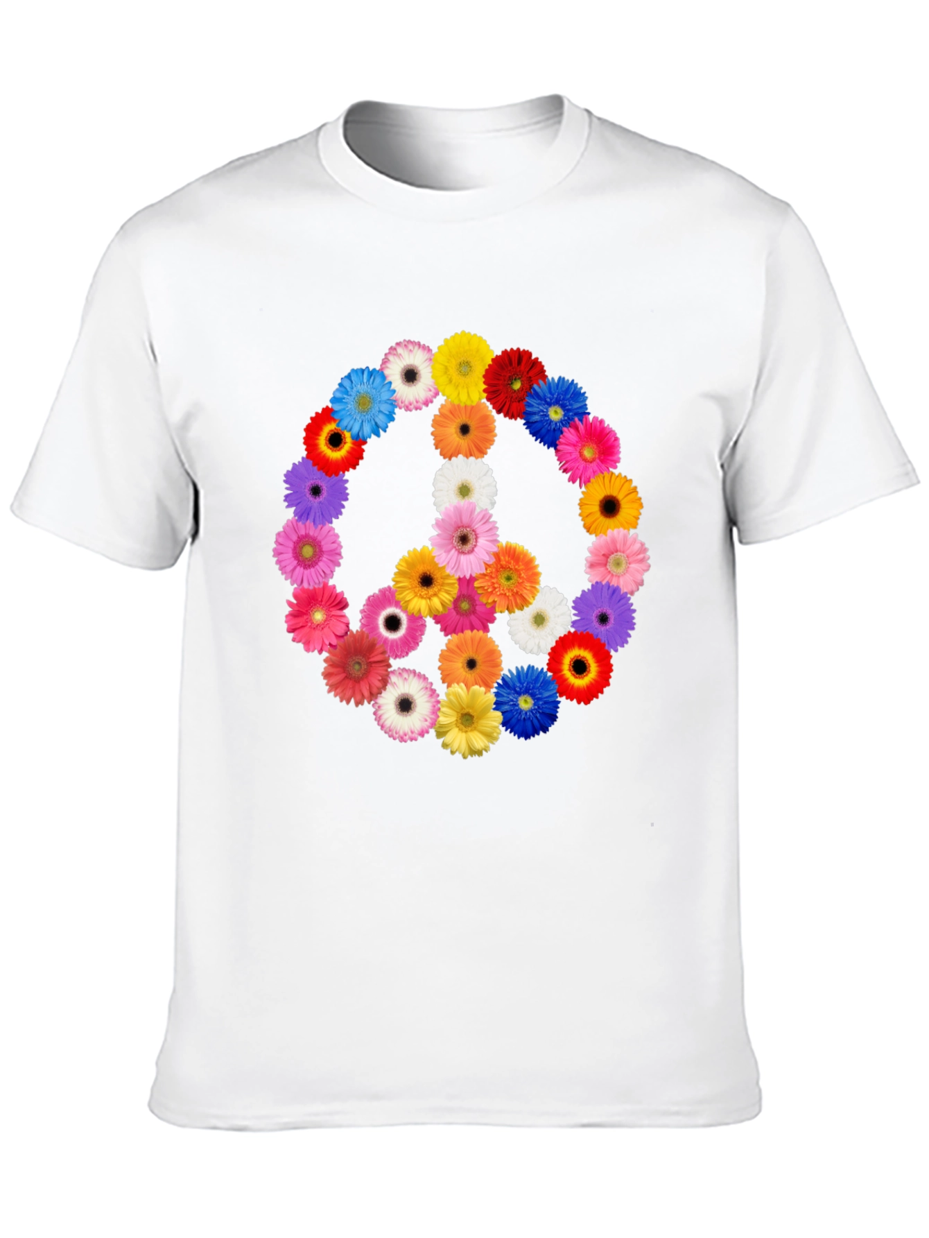 Black Floral Peace Sign Black T-Shirt view 10