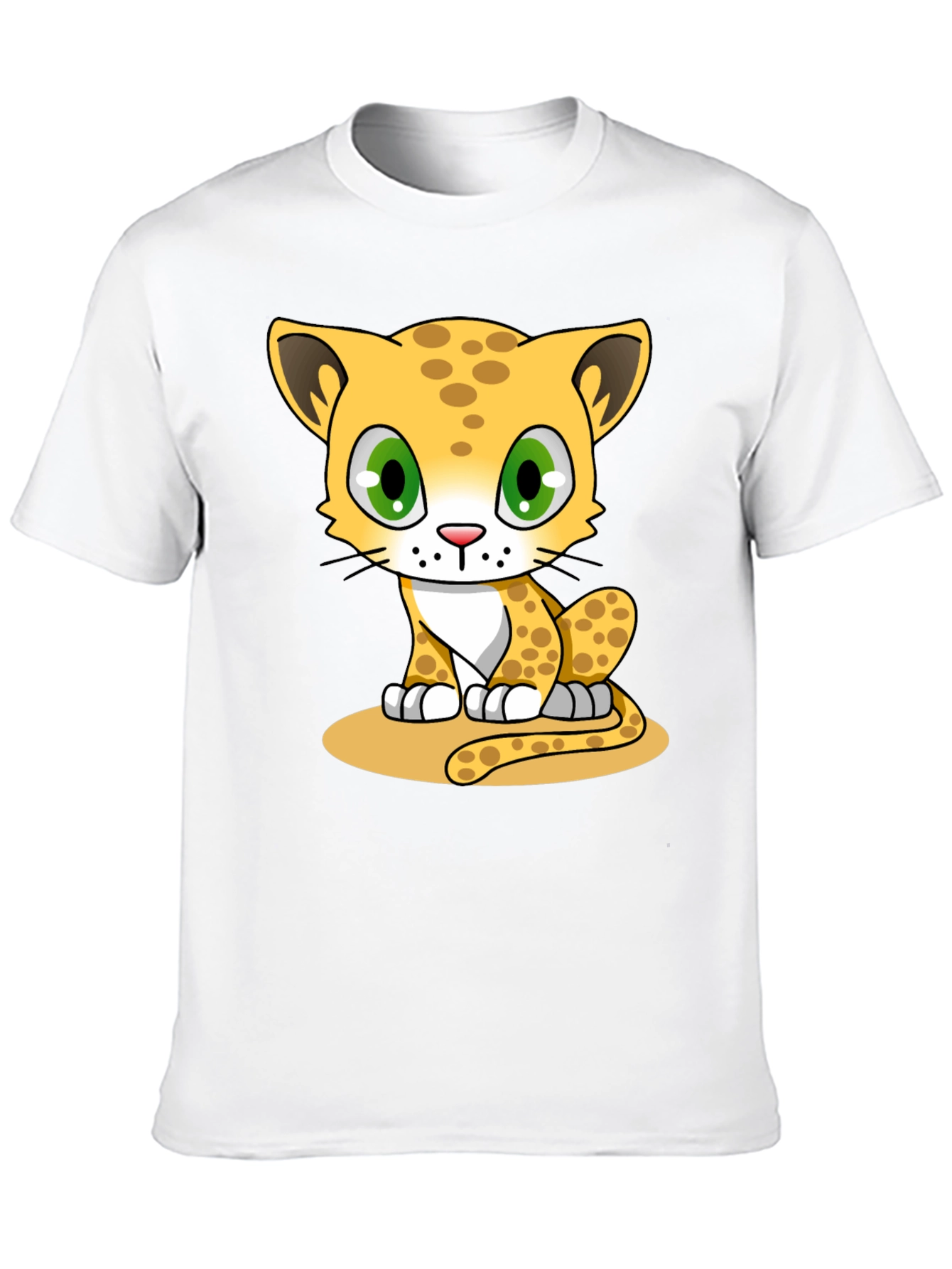 Black Cute Cartoon Leopard Print Black T-Shirt view 10