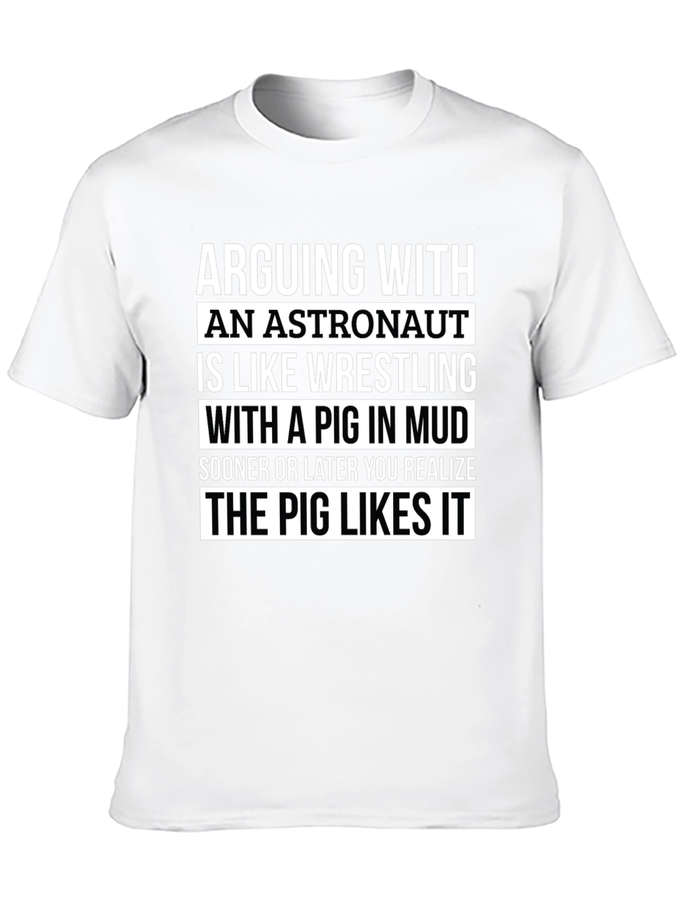 Black Astronaut Pig Wrestling Graphic T-Shirt view 10
