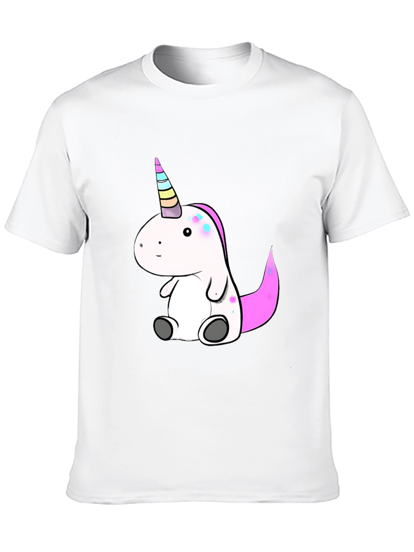 Black Cute Unicorn Graphic Tee - Black Cotton T-Shirt view 10