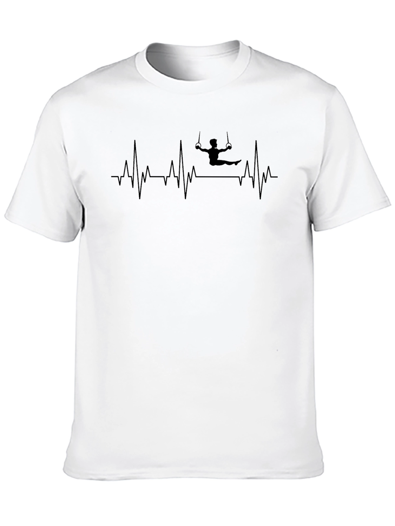Black Gymnast Heartbeat T-Shirt - Rings Design view 10
