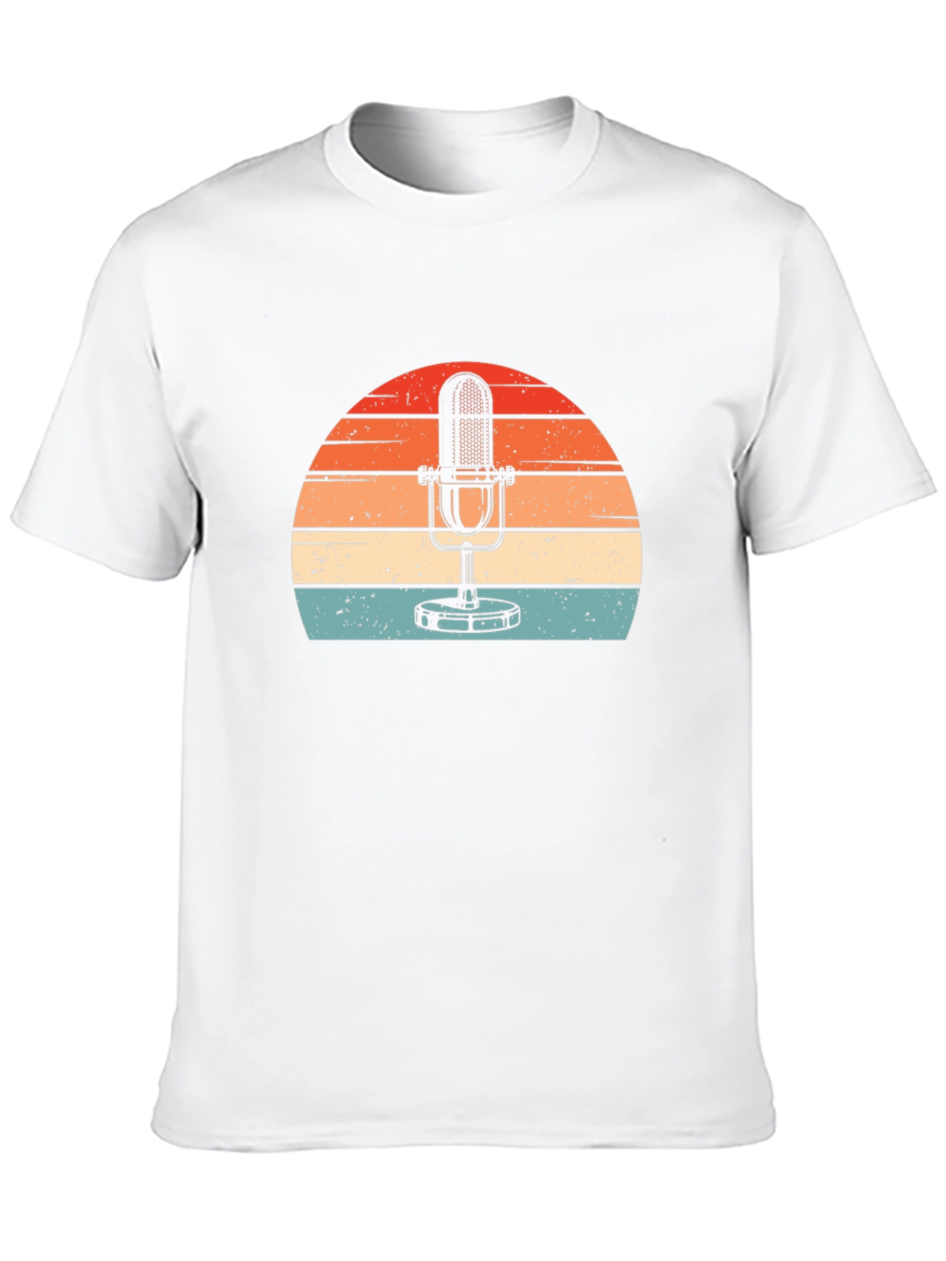 Black Vintage Microphone Sunset Graphic Tee view 10