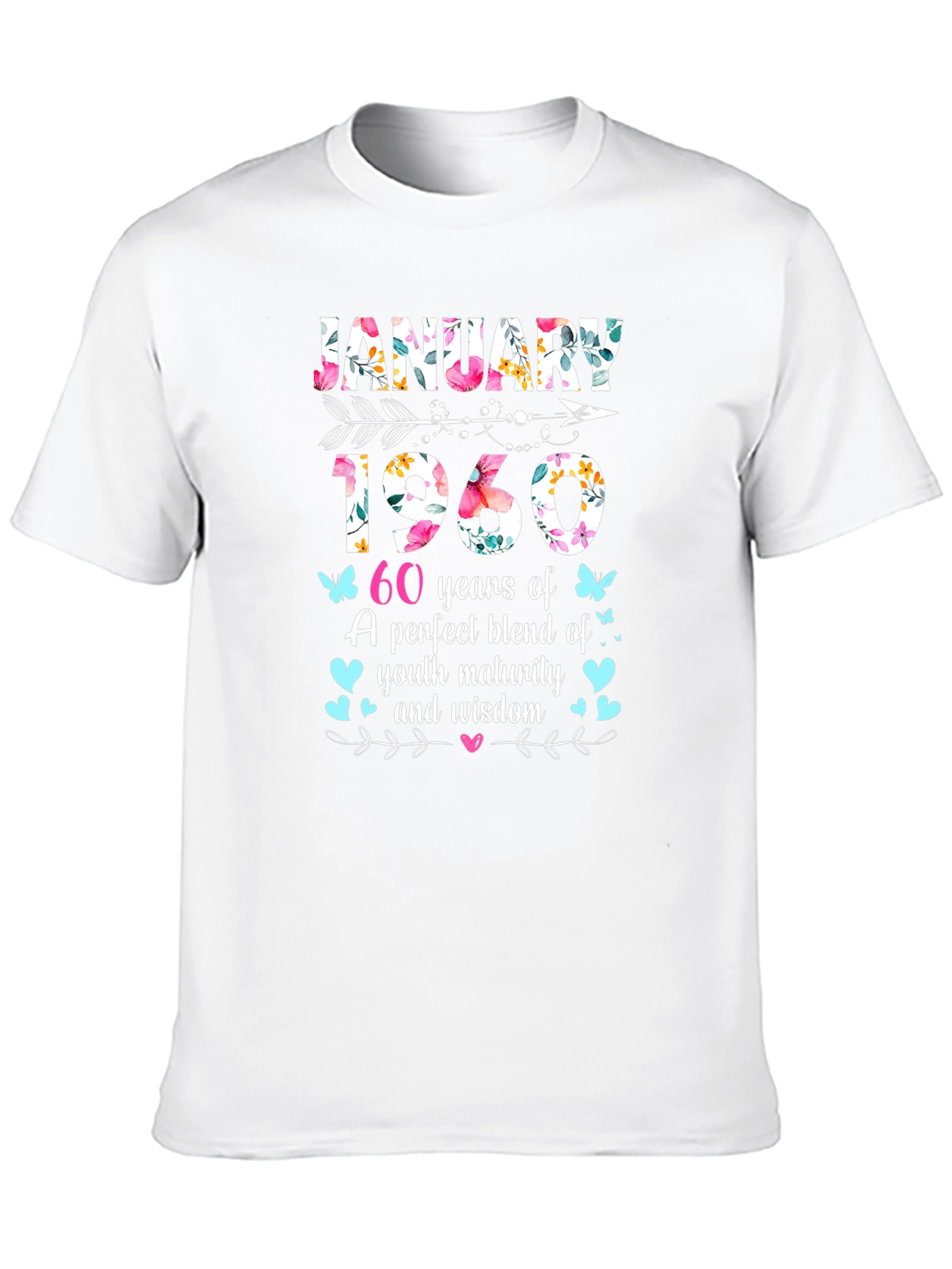 Black January 1960 60th Birthday T-Shirt view 10