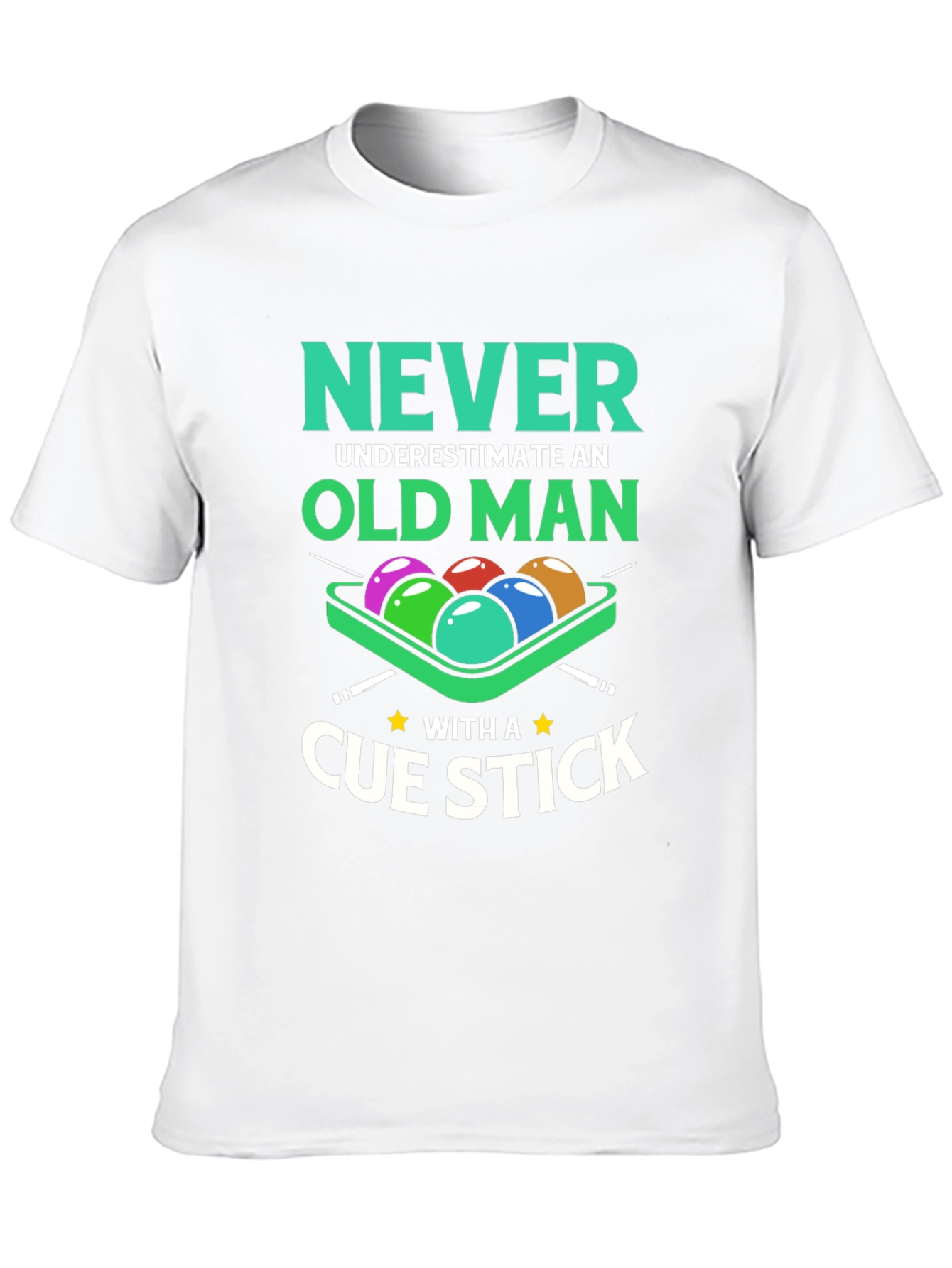 Black Never Underestimate Old Man Cue Stick Graphic Tee view 10