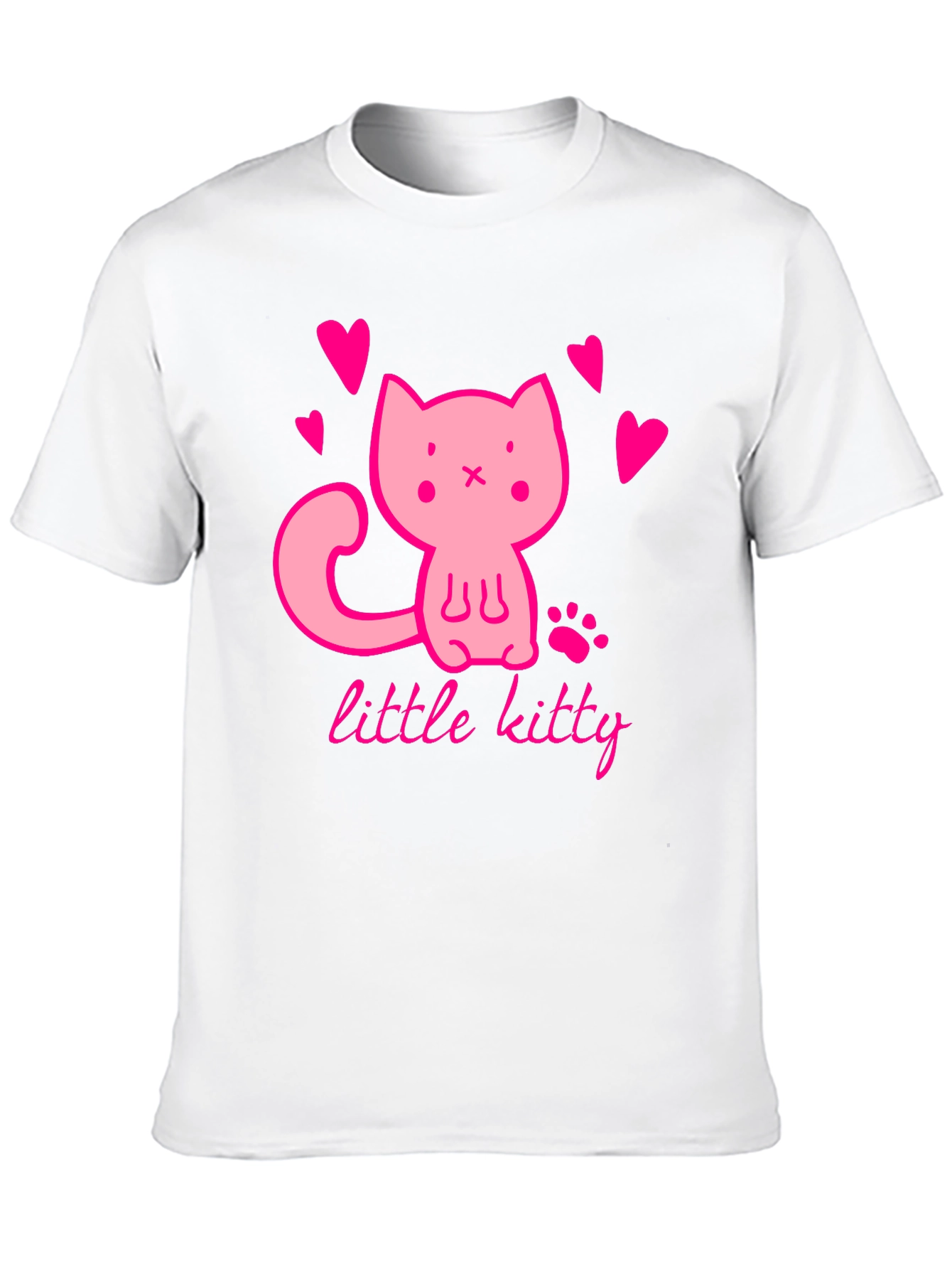 Black Cute Pink Kitten Black T-Shirt view 10