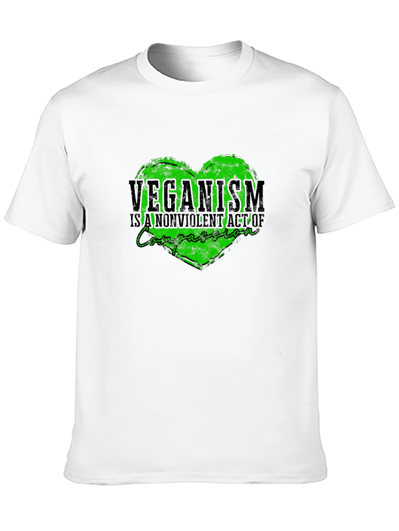 Veganism Compassion Heart Black T-Shirt - 10