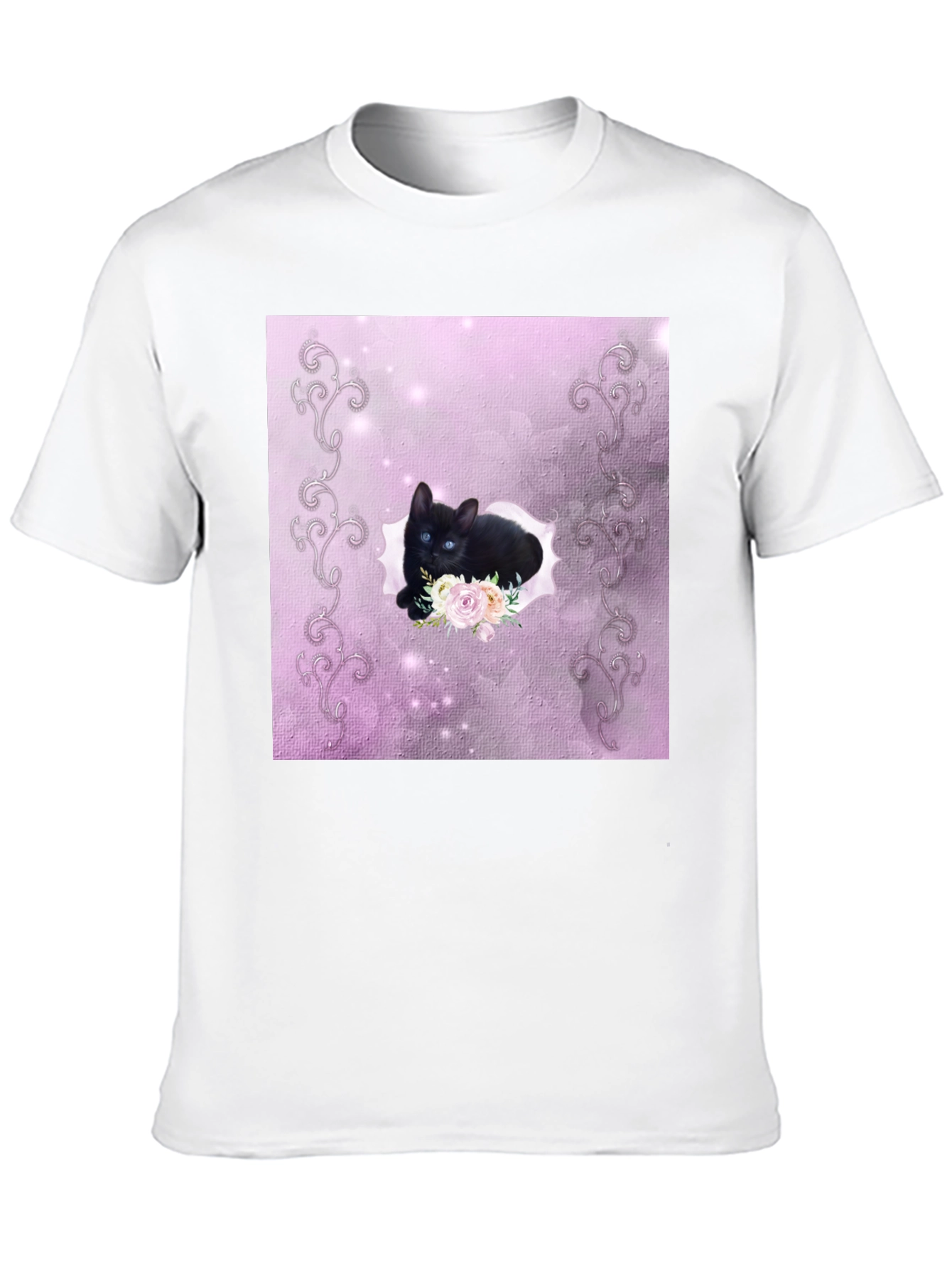 Black Black Kitten Floral T-Shirt view 10