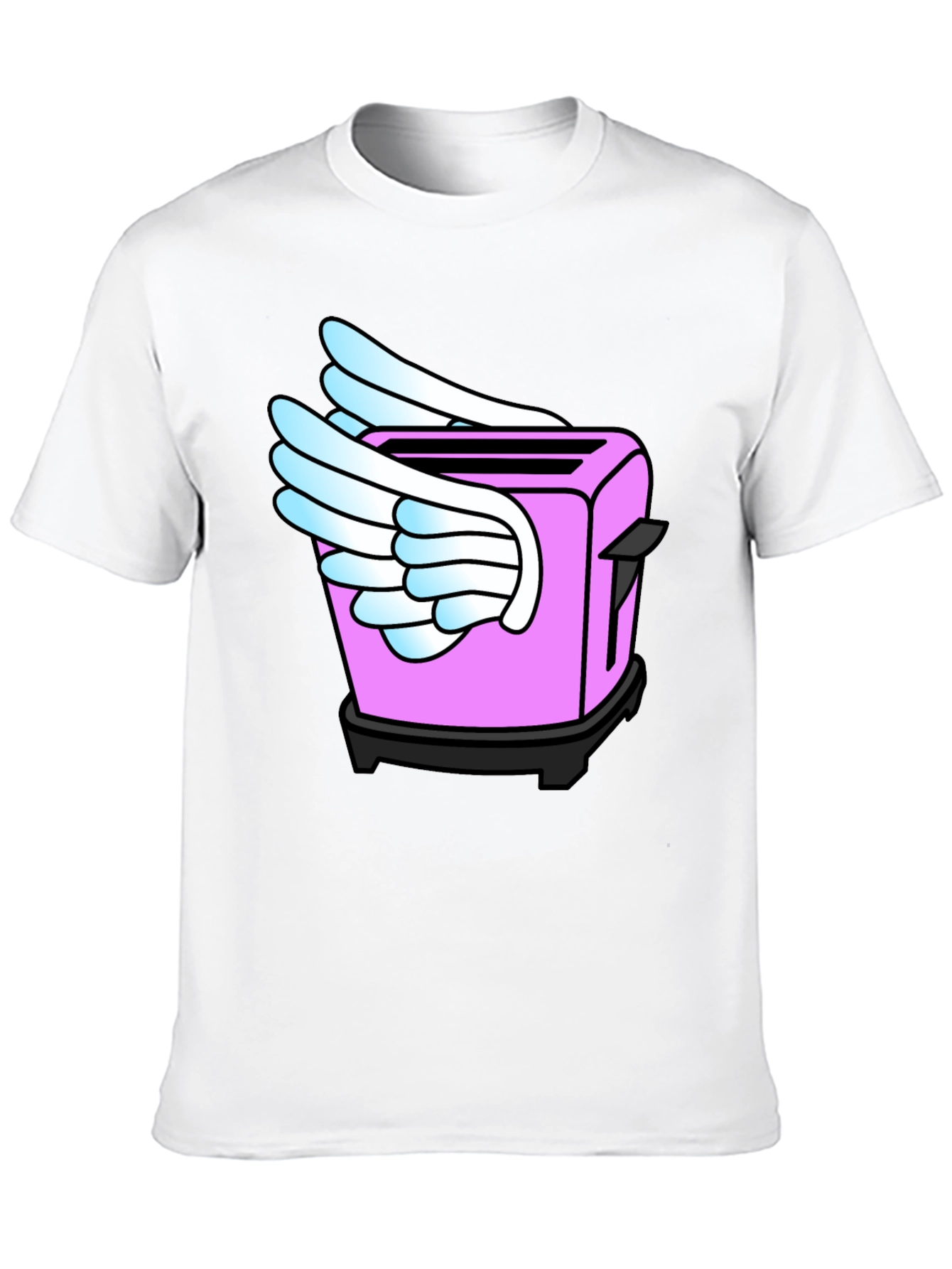 Black Whimsical Toaster Wings Black T-Shirt view 10