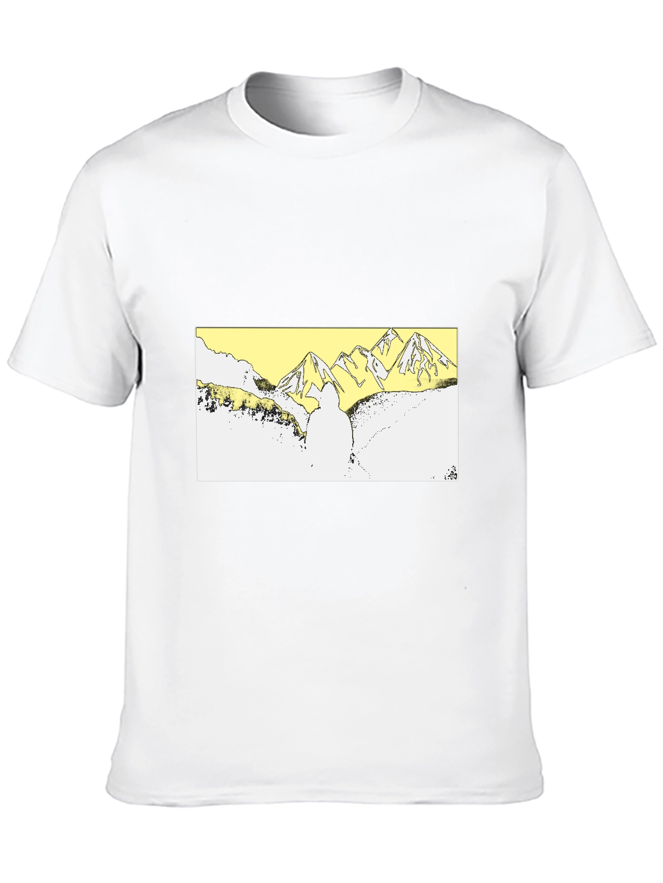 Black Black T-Shirt with Mountain Landscape Graphic view 10