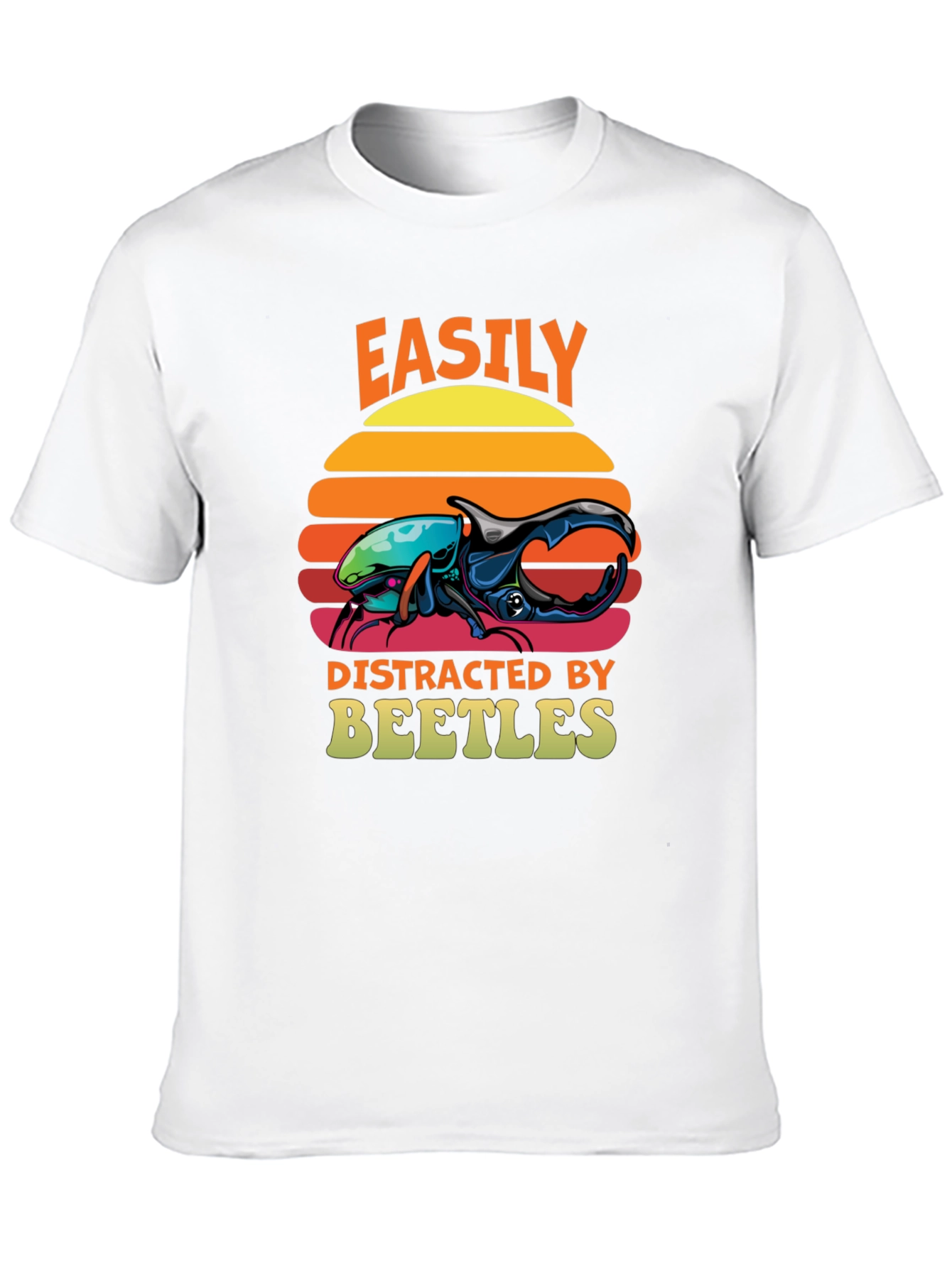 Black Easily Distracted by Beetles T-Shirt view 10