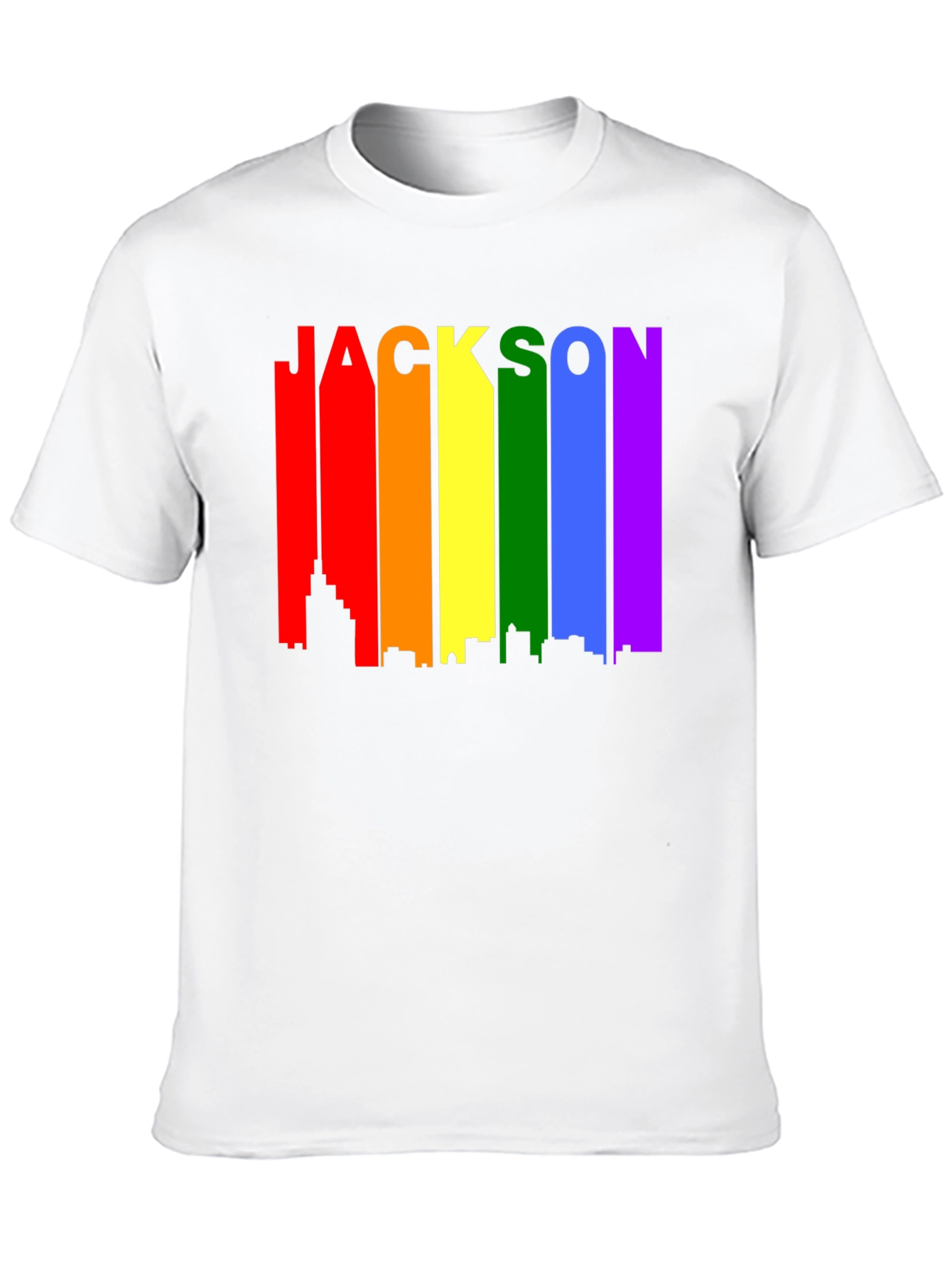 Black Jackson Rainbow Skyline Pride T-Shirt view 10