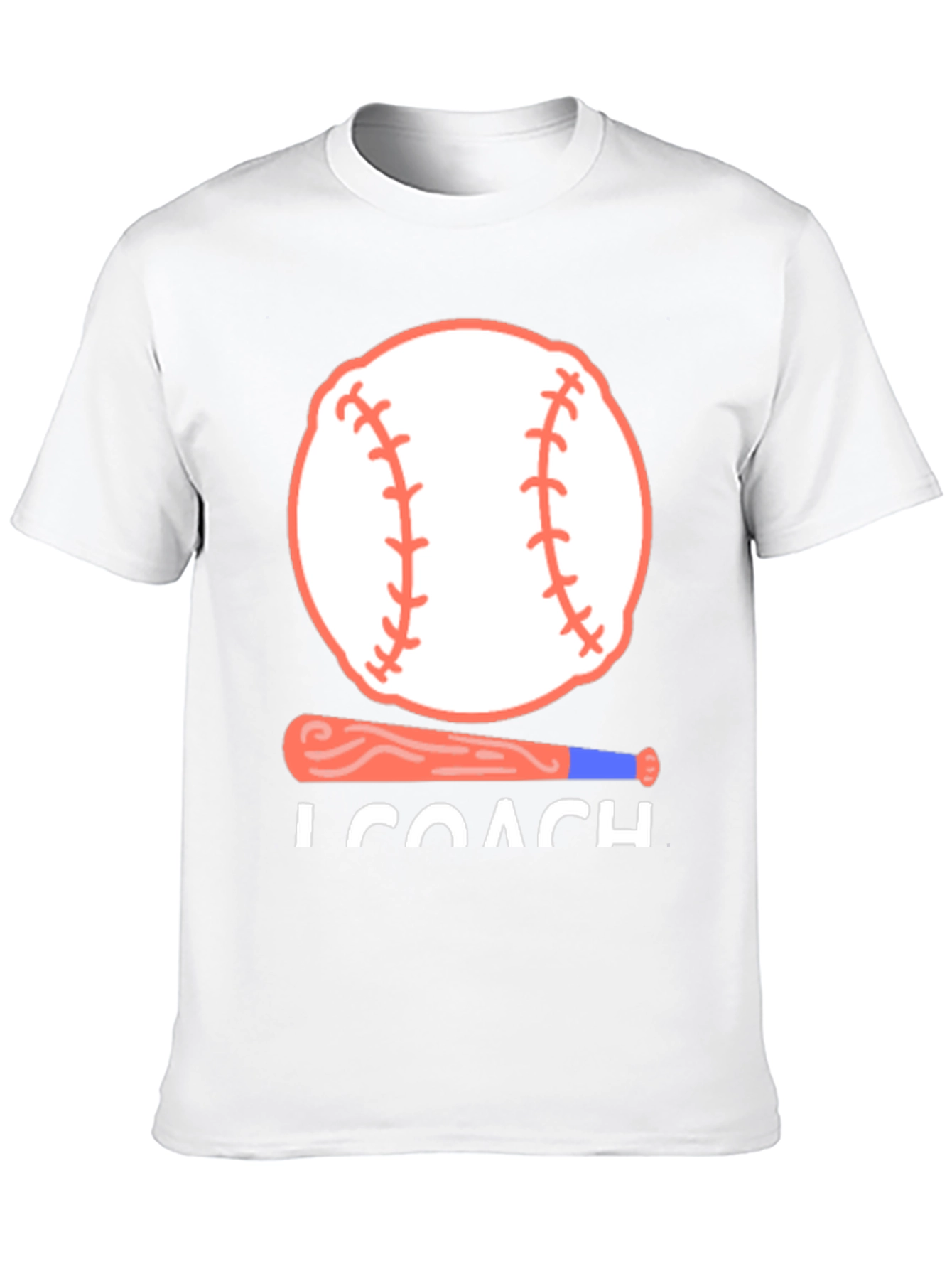 Baseball Coach T-Shirt - Baseball Bat and Ball Design - 10