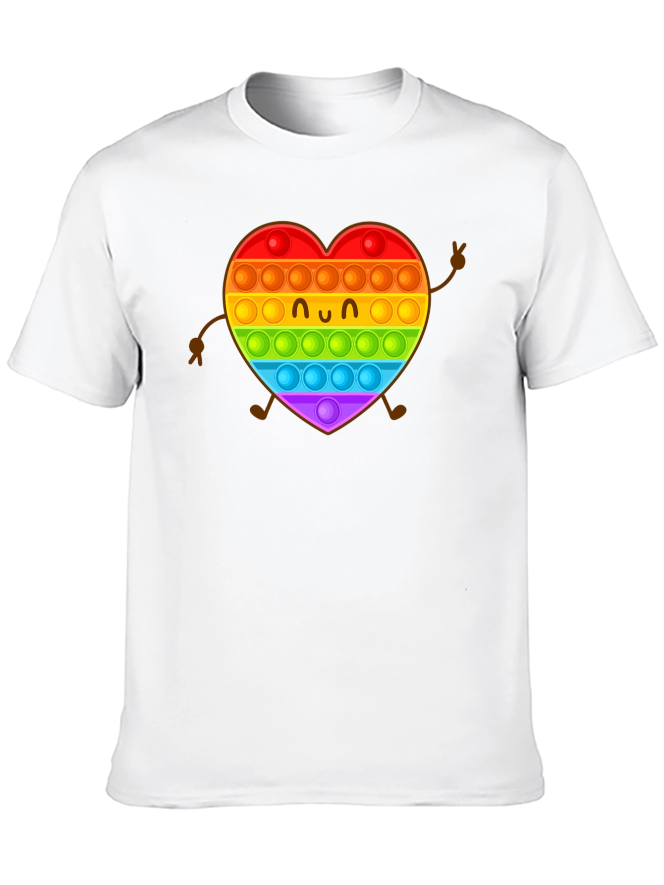 Black Rainbow Heart Pop It Graphic Tee view 10