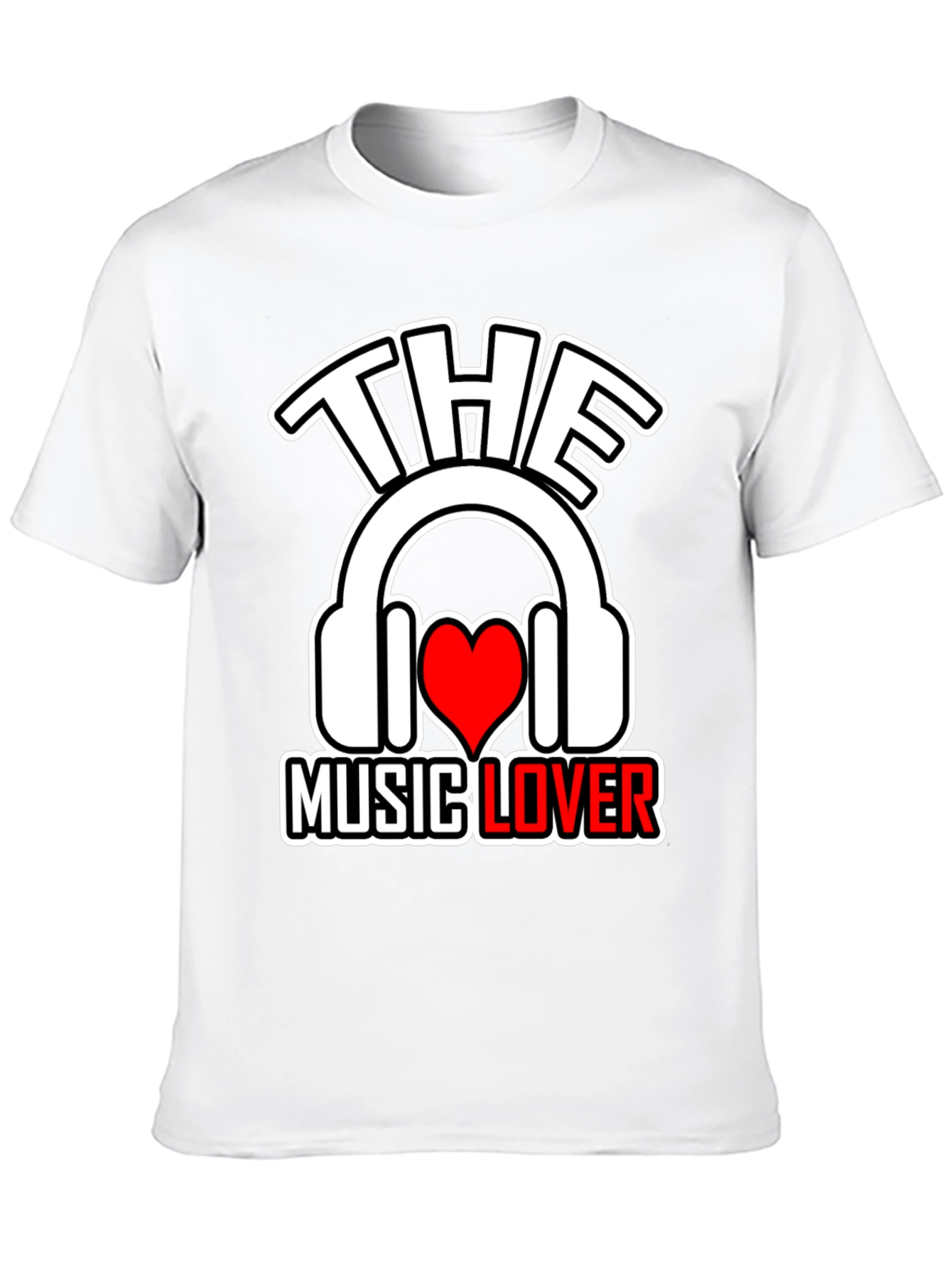 Black The Music Lover T-Shirt - Headphones & Heart view 10