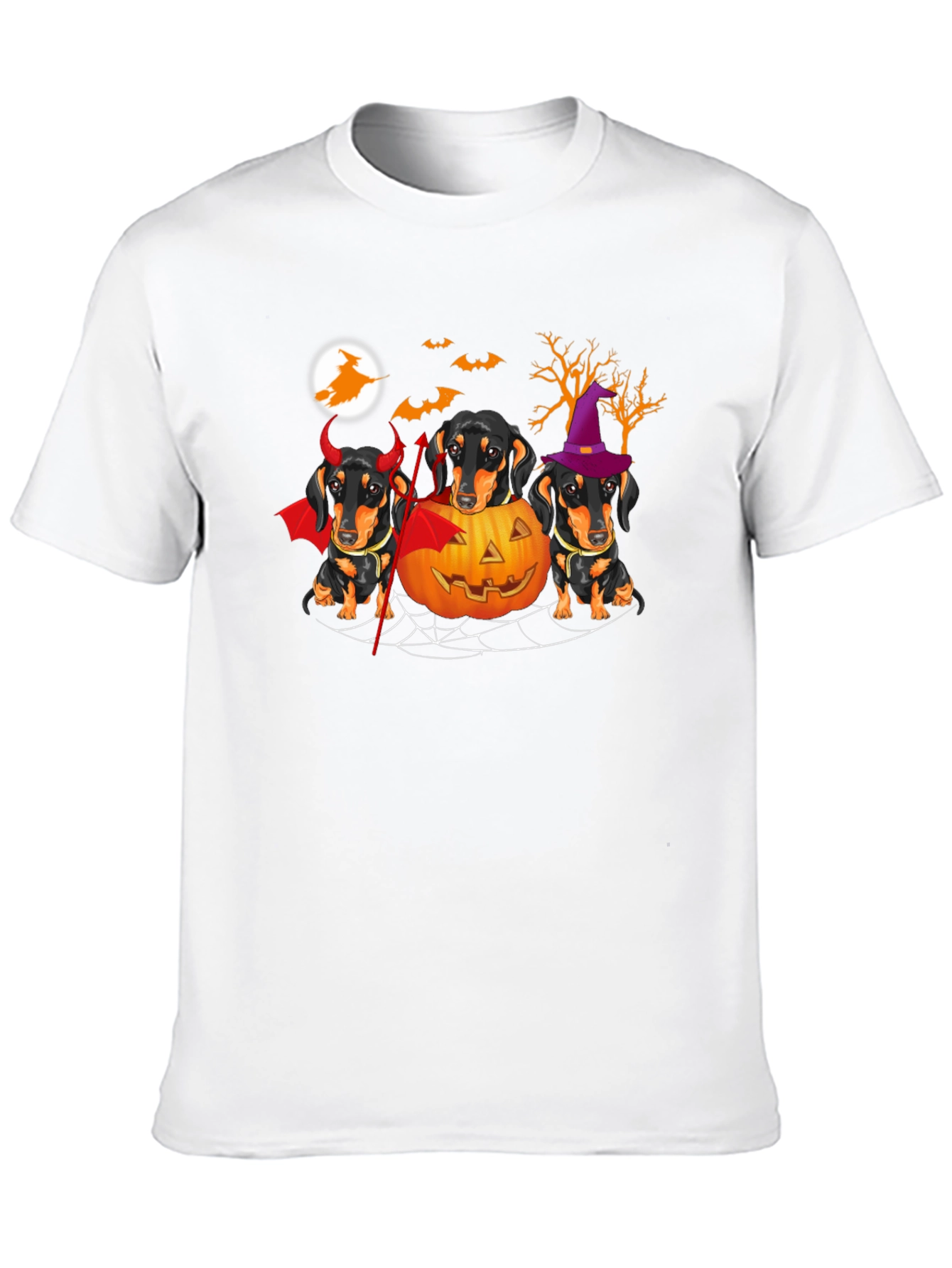 Black Halloween Dachshund T-Shirt view 10