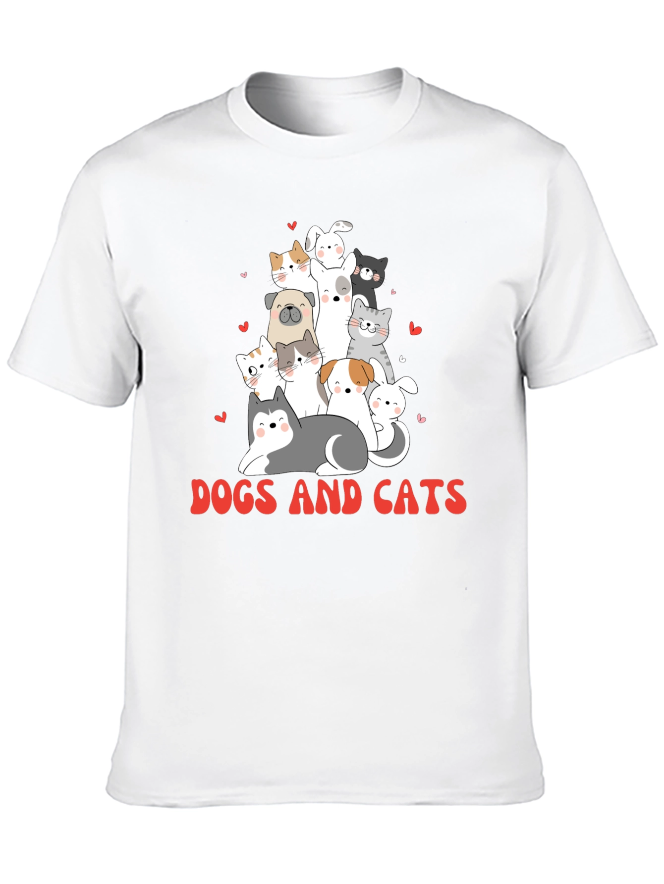 Cute Dogs and Cats Graphic T-Shirt - 10