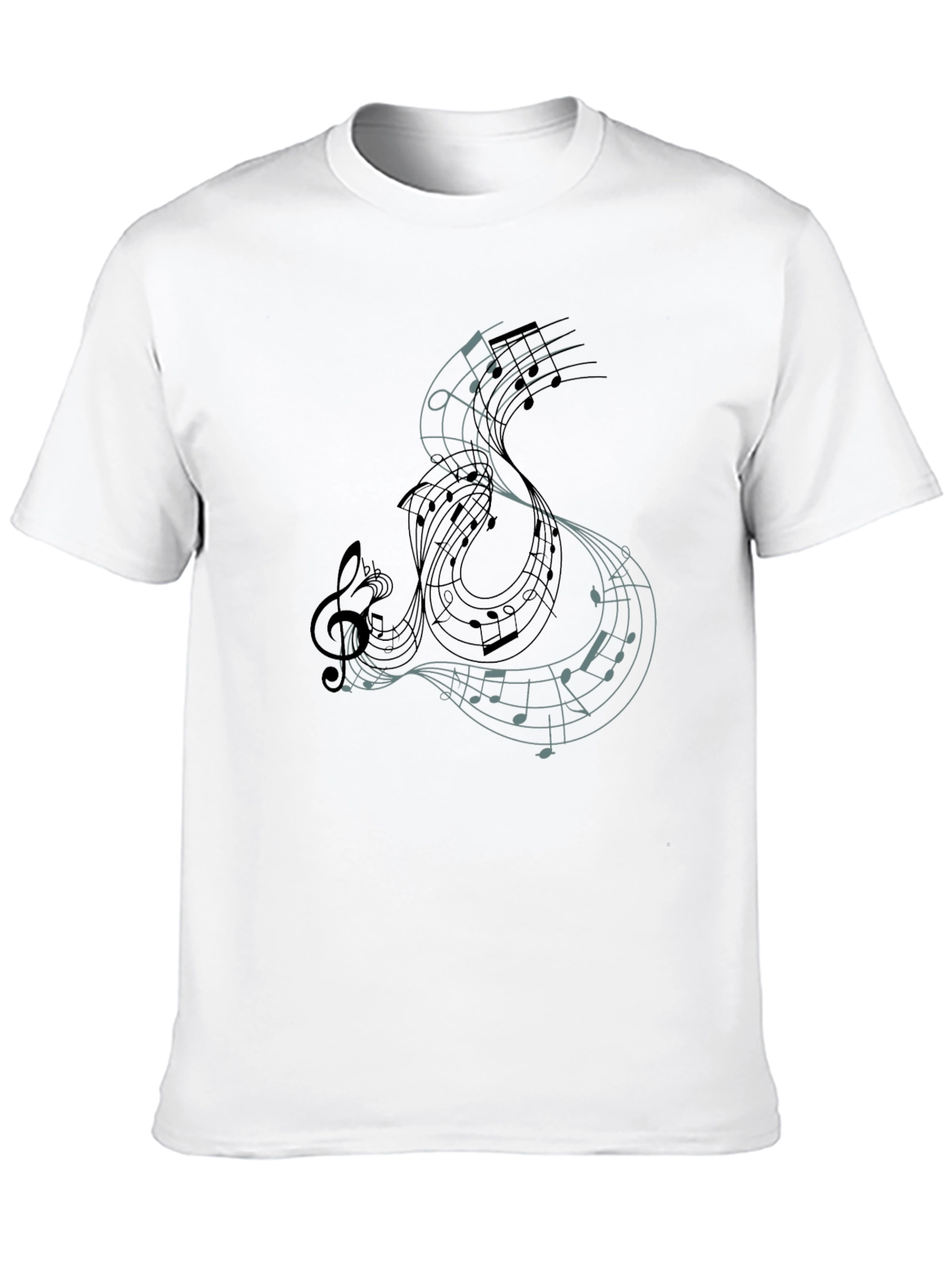 Black Musical Notes Graphic Tee - Black Cotton T-Shirt view 10