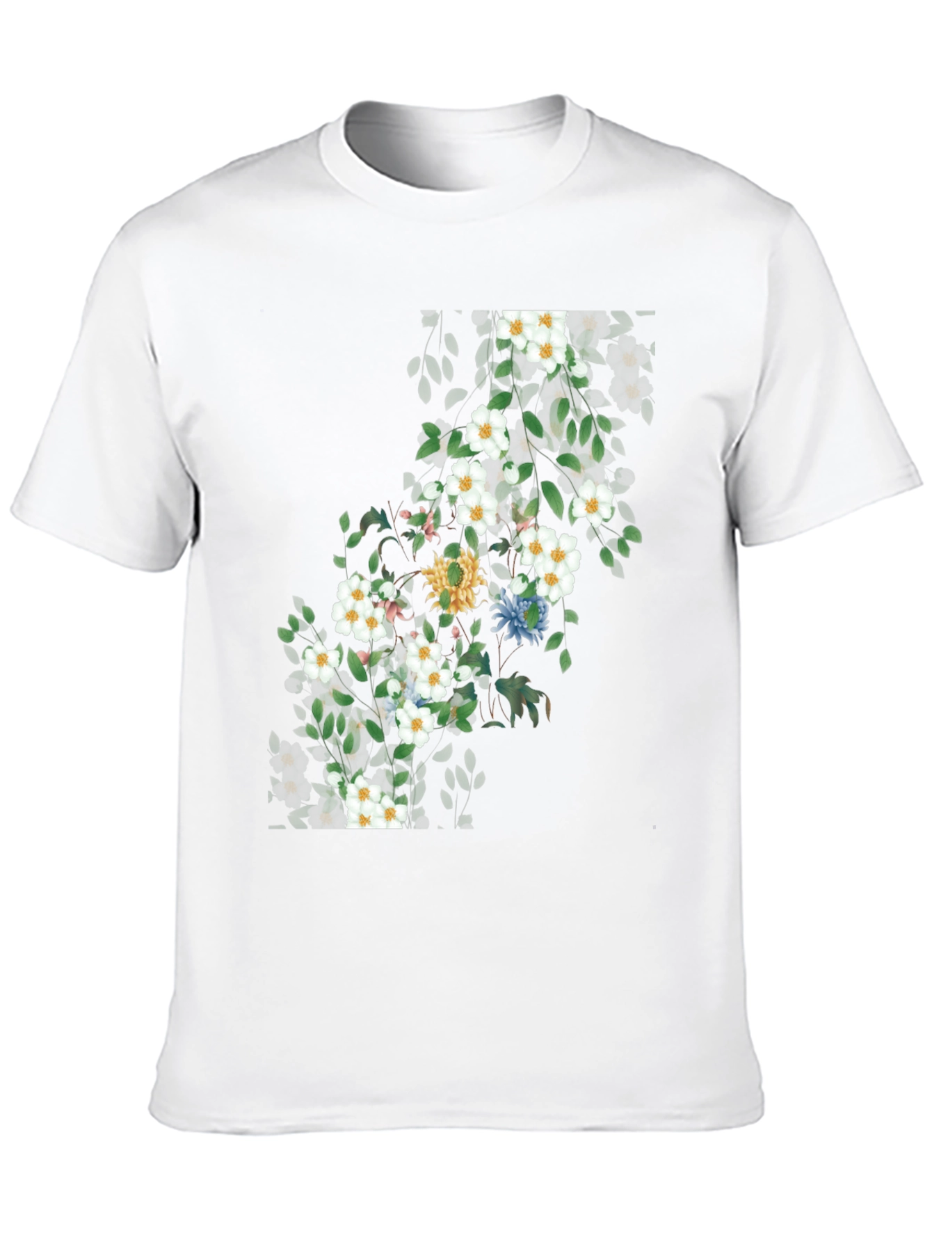 Black Floral Print T-Shirt - Nature Inspired Design view 10