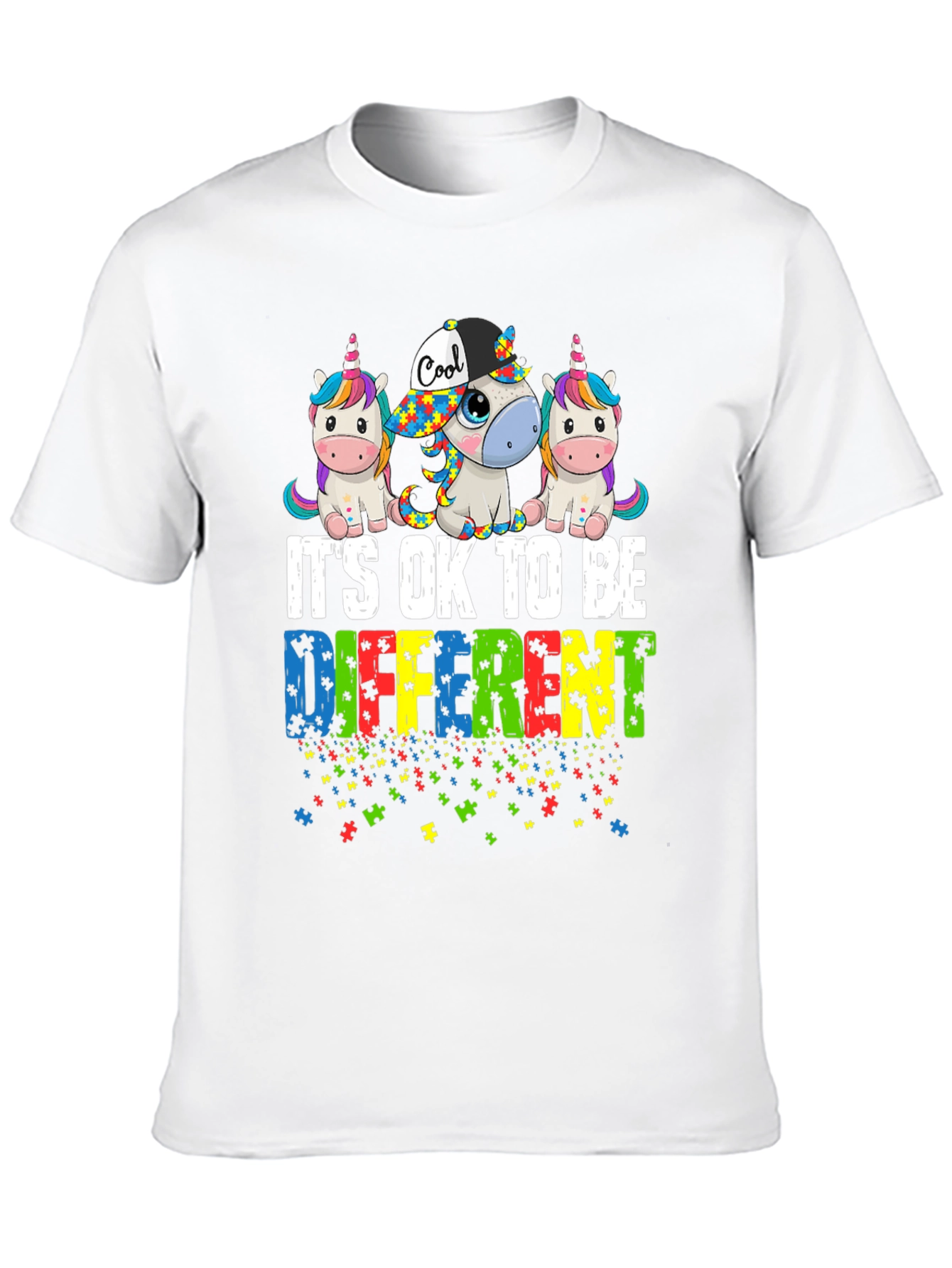Black Autism Awareness Unicorn T-Shirt - It's OK To Be Different view 10