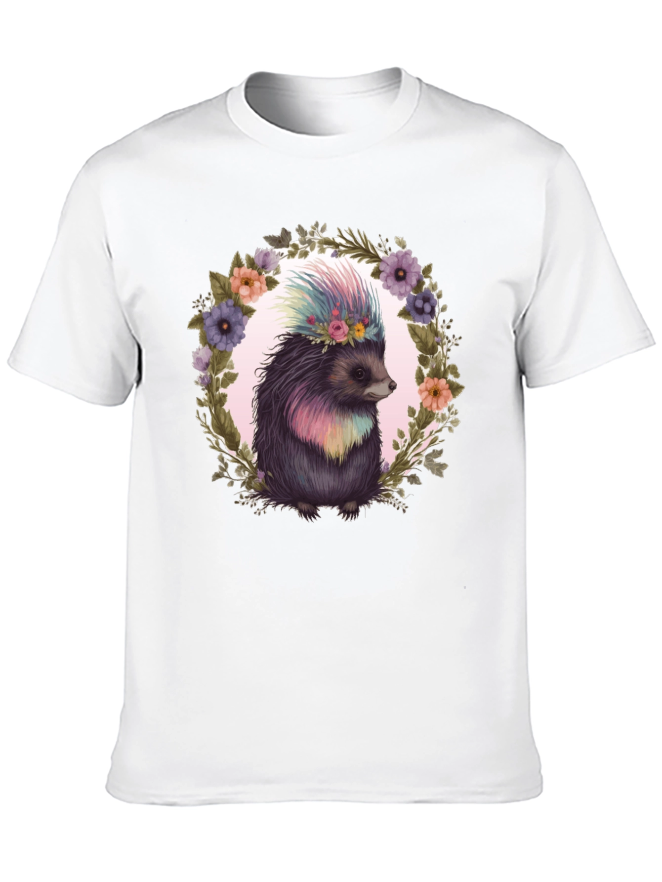 Black Floral Hedgehog Graphic Tee view 10