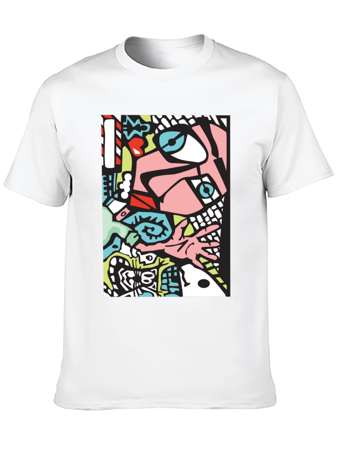 Black Abstract Graphic Print Black Crew Neck T-Shirt view 10