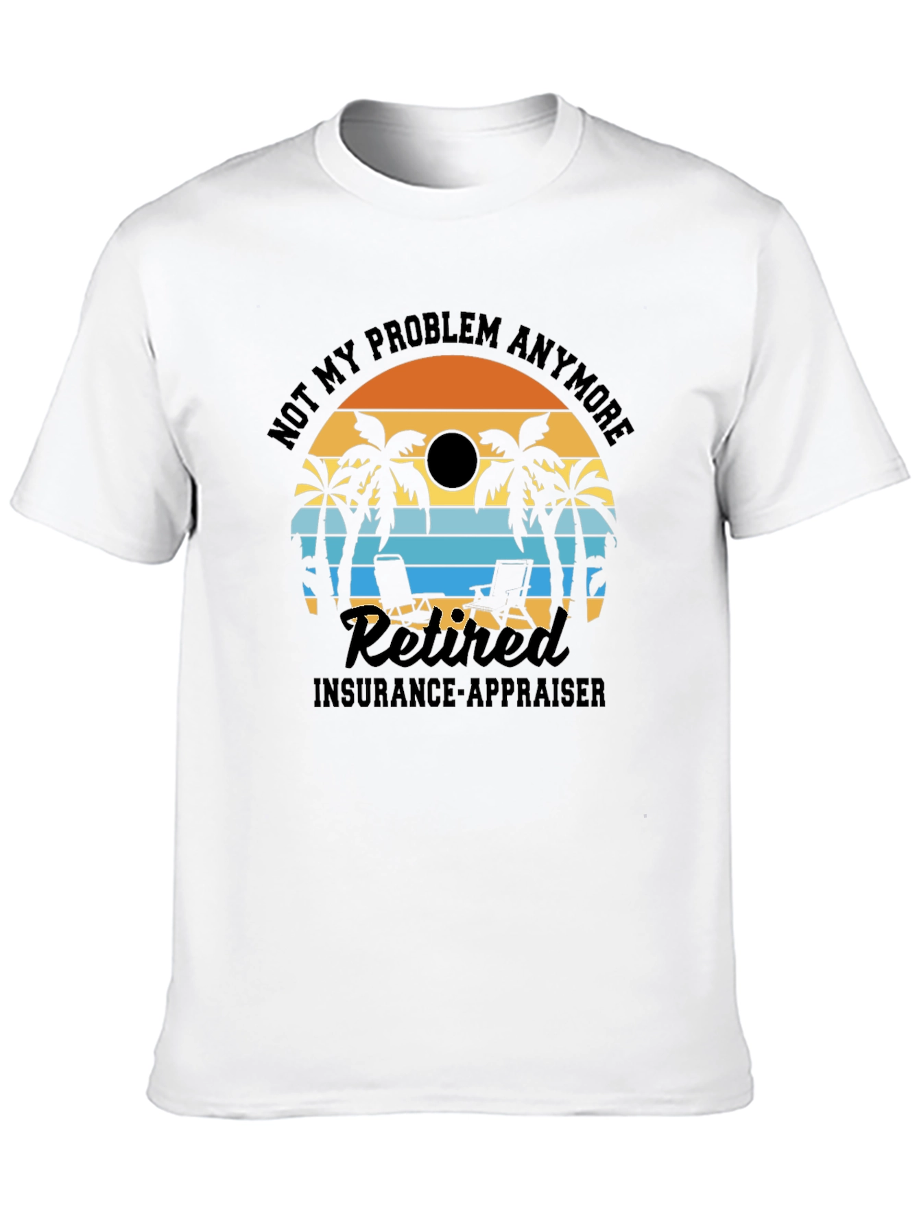 Black Retired Insurance Appraiser T-Shirt - Beach Sunset Design view 10