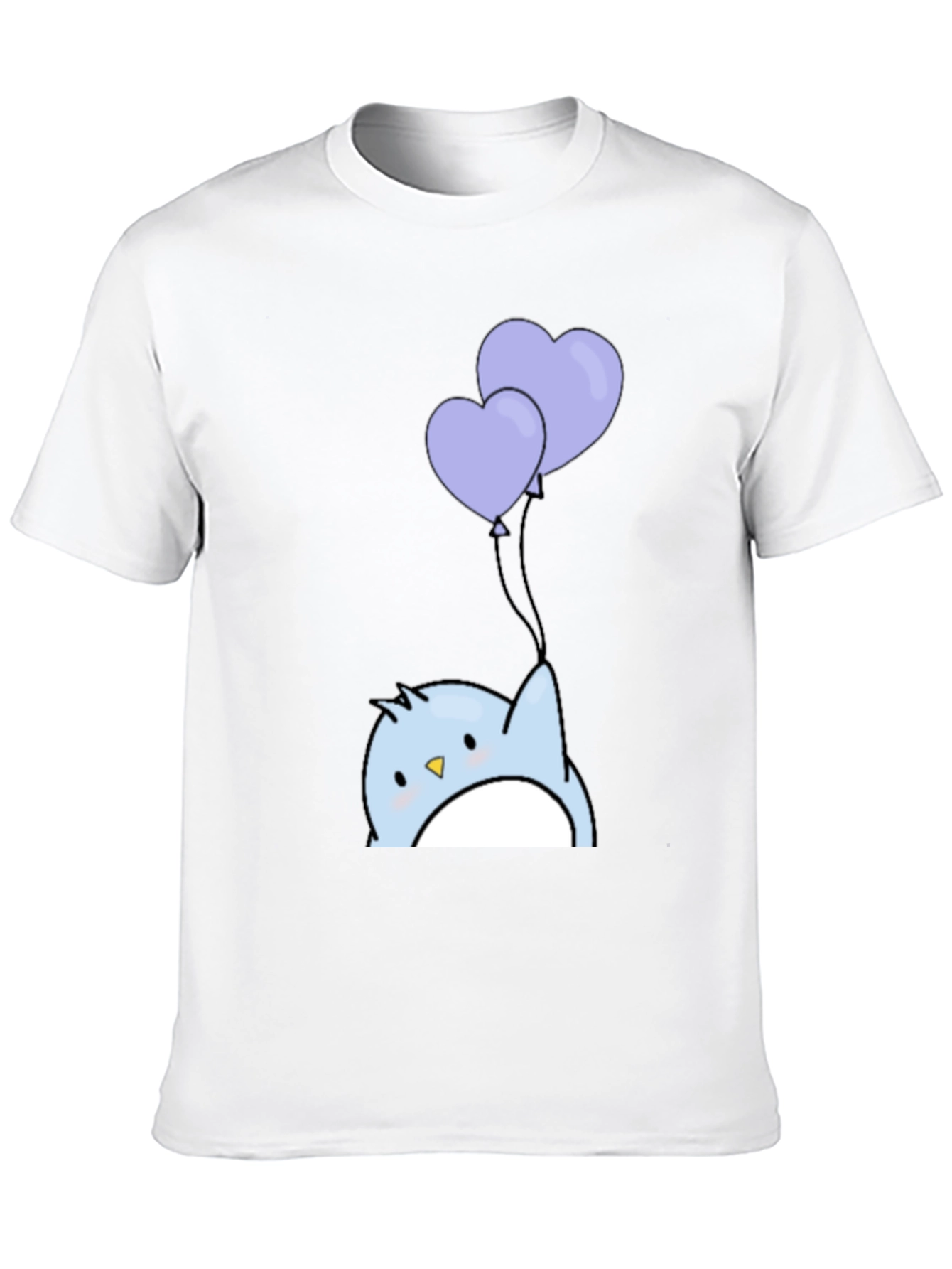 Black Cute Penguin Heart Balloons Graphic Tee - Black view 10