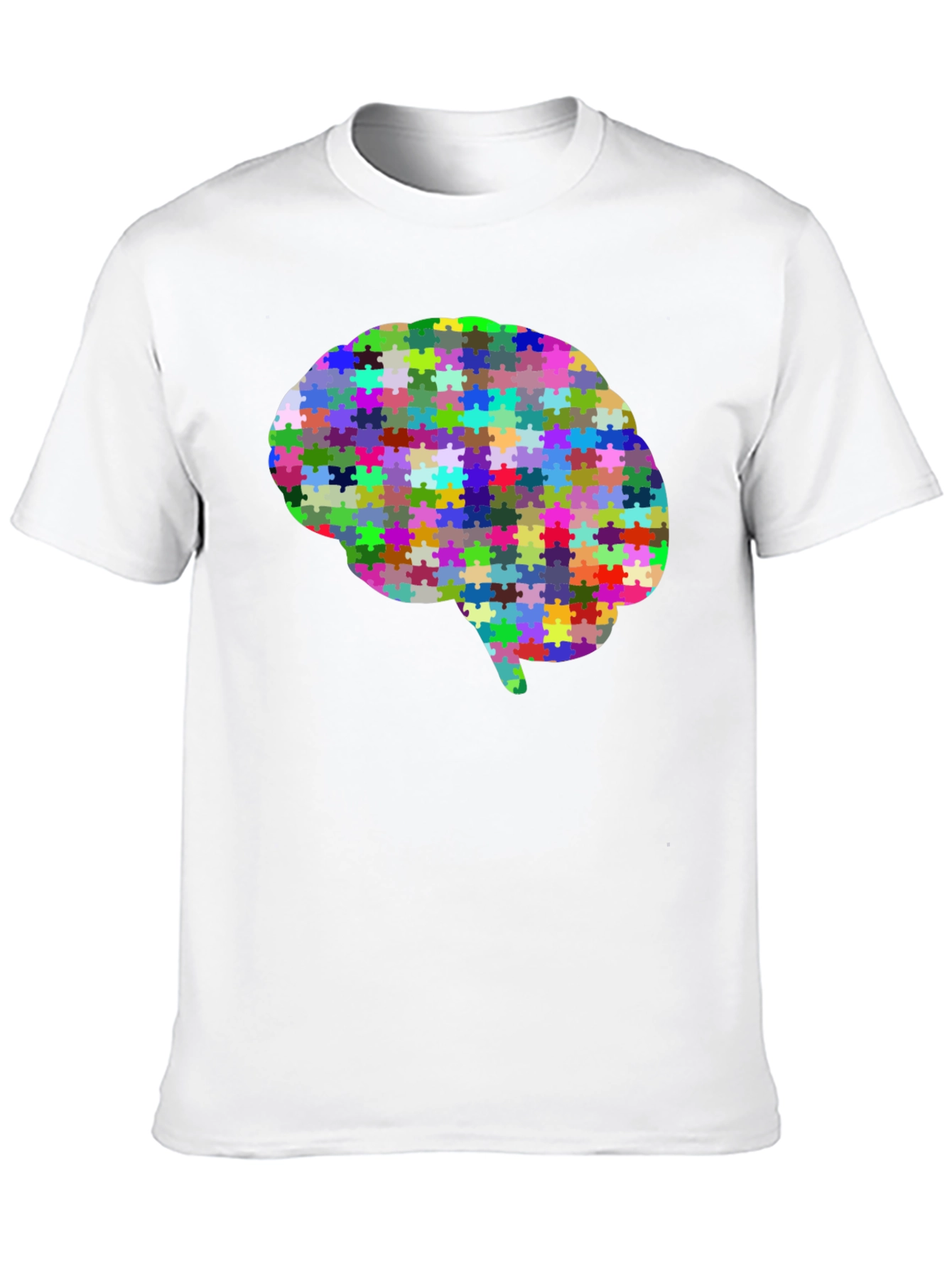 Black Brain Puzzle T-Shirt - Colorful Mind Tee view 10