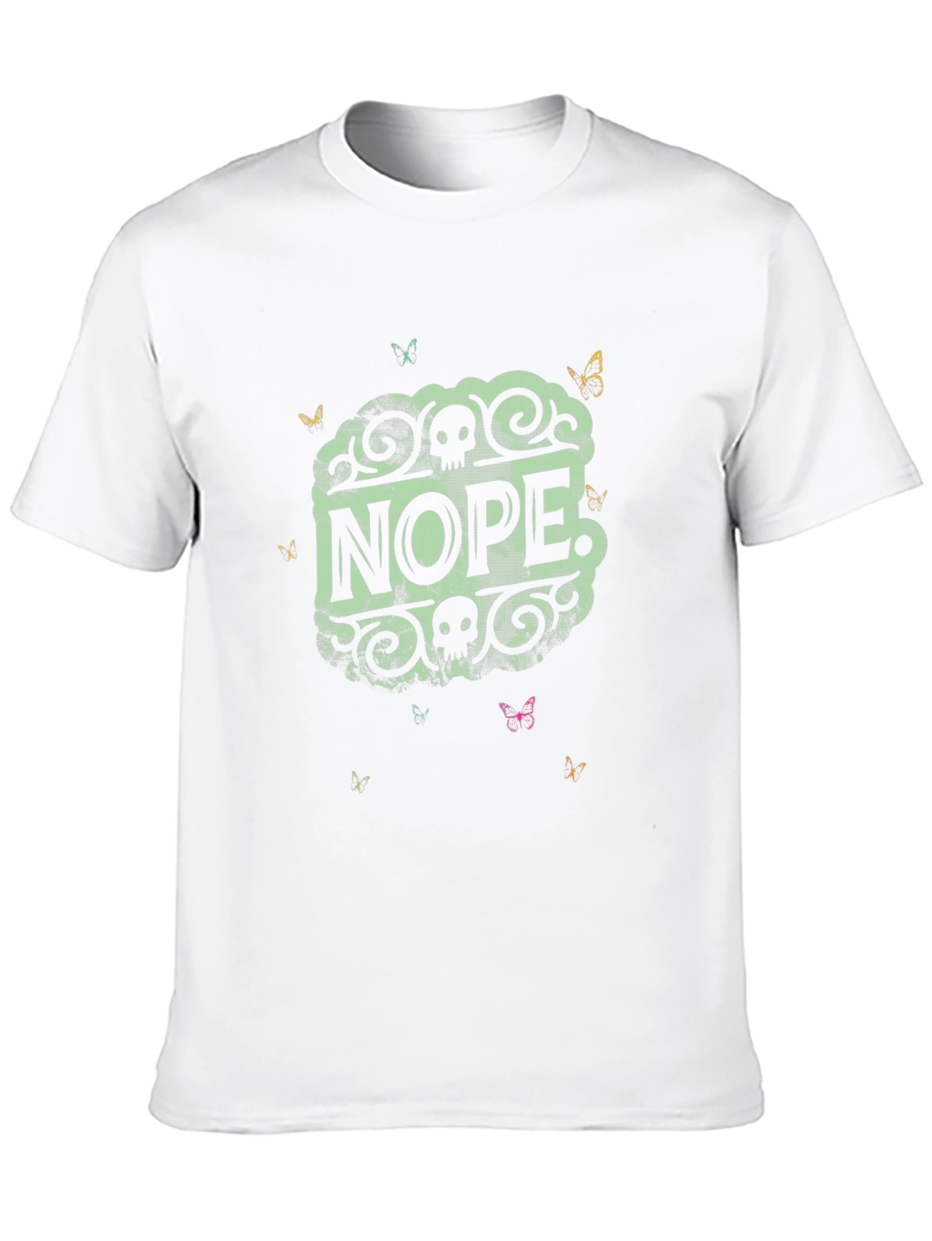 Black Nope Skull Butterfly Graphic Tee view 10