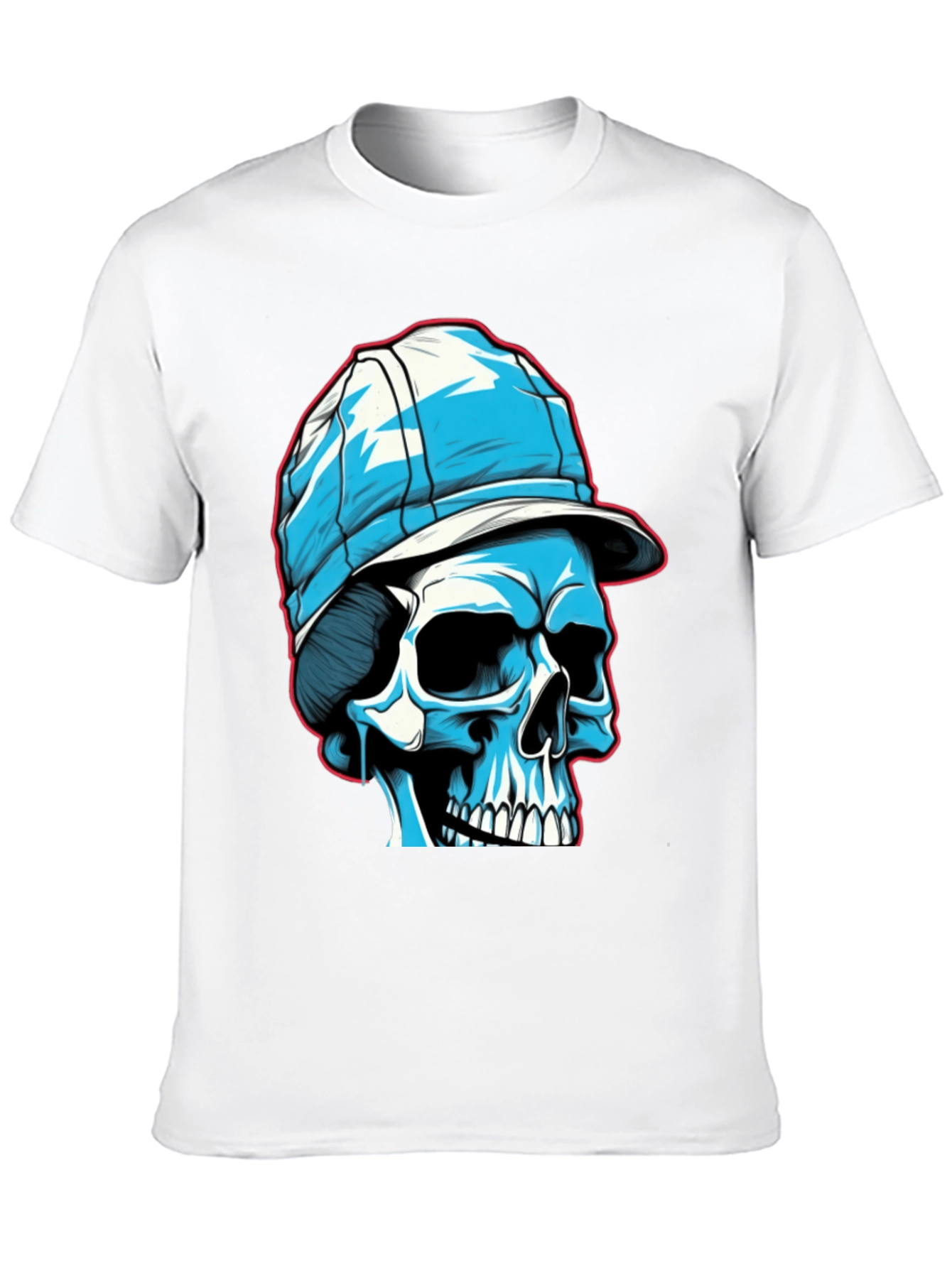 Black Skull in Cap Graphic Tee - Black Cotton Blend view 10