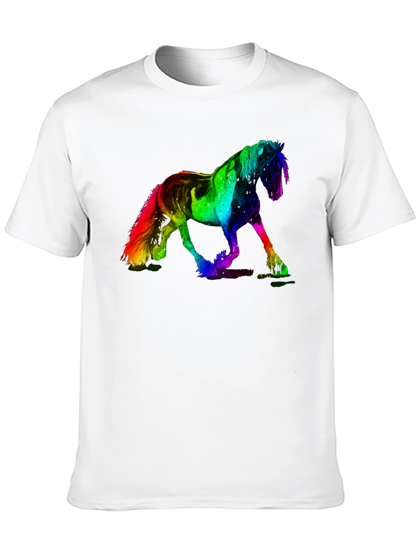 Black Rainbow Horse Graphic Print Black Tee view 10