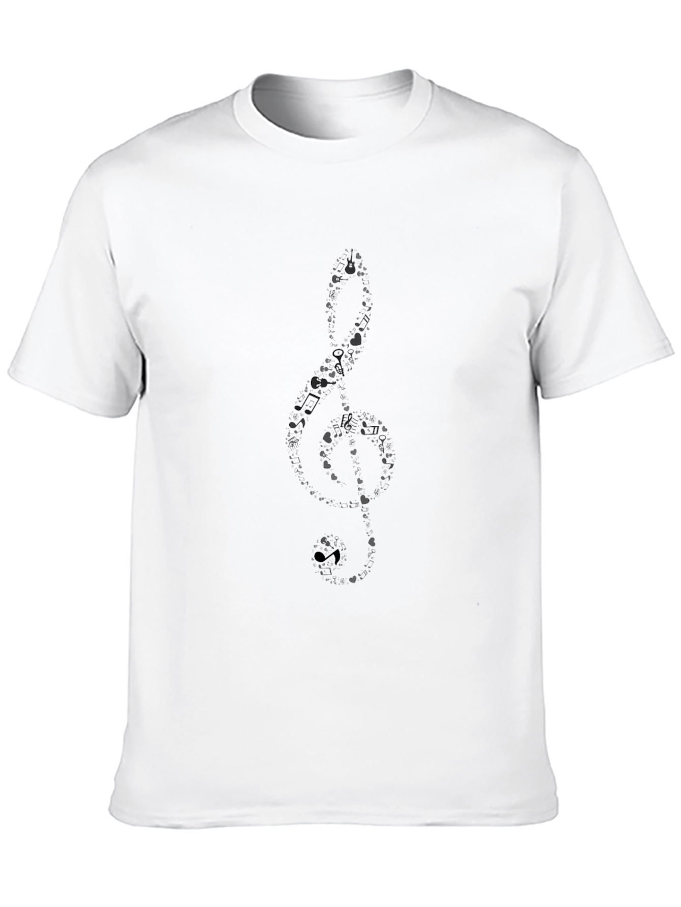 Black Musical Note Graphic Tee - Black Cotton T-Shirt view 10