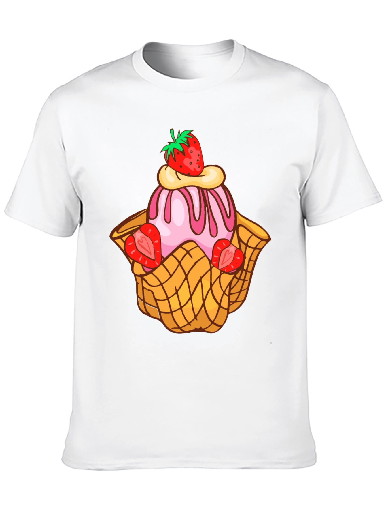 Black Strawberry Ice Cream Dessert T-Shirt view 10