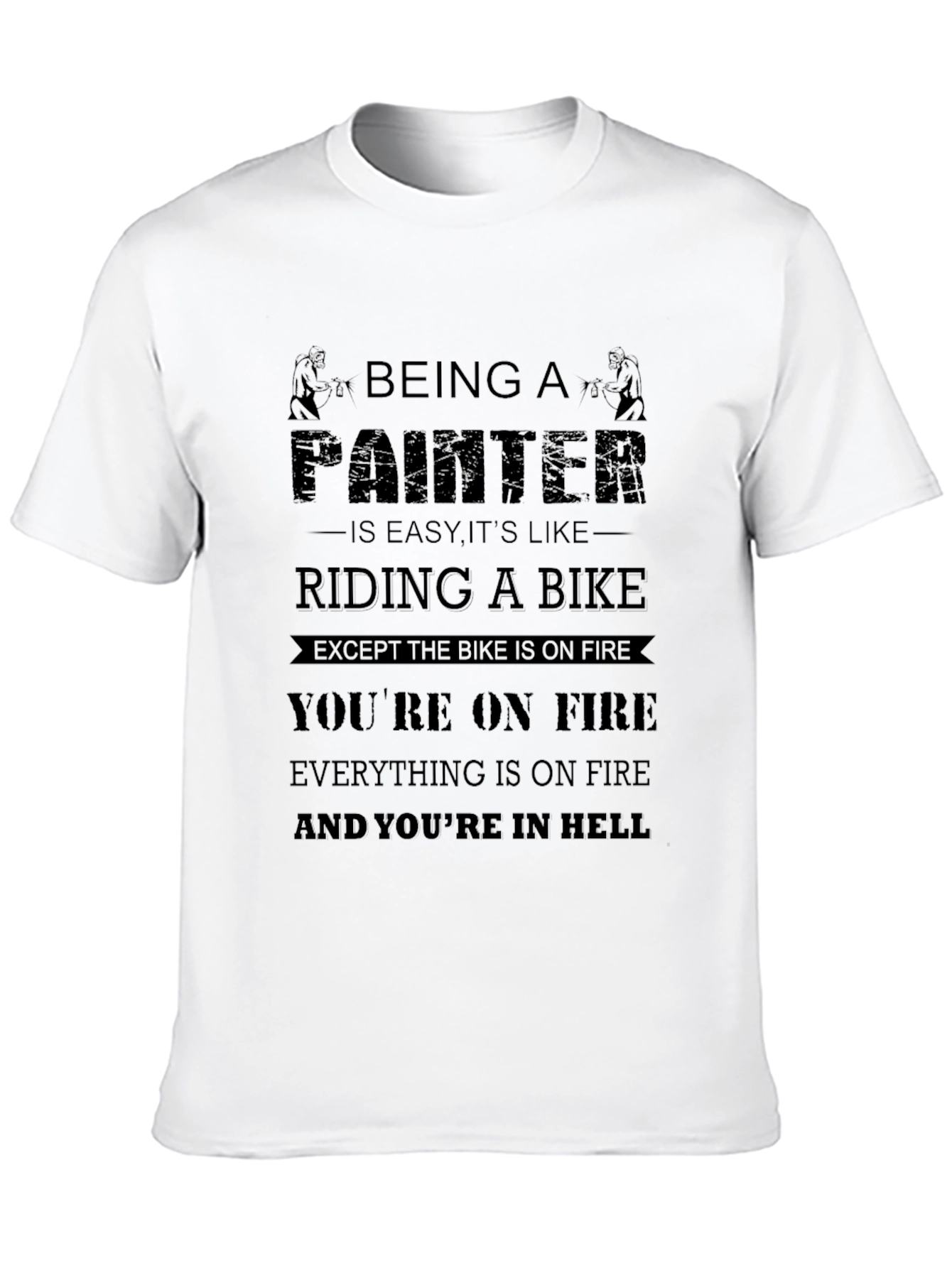 Black Painter Riding a Bike T-Shirt - Funny Graphic Tee view 10