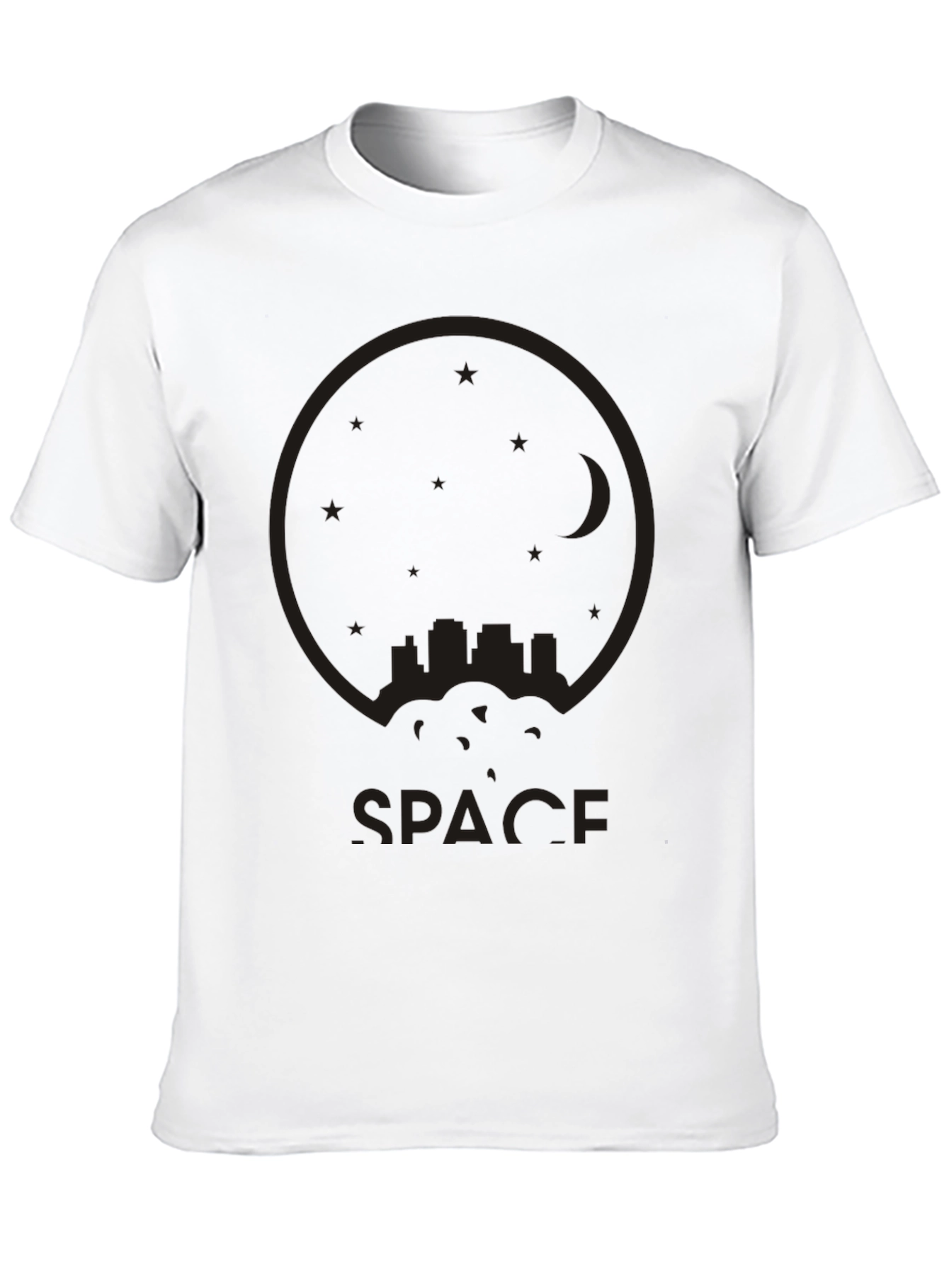 Black Space Cityscape Black T-Shirt view 10