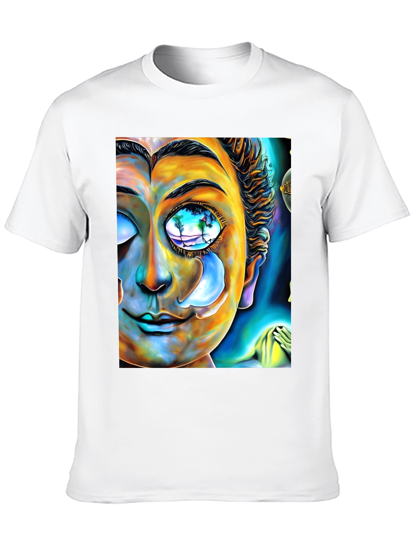 Black Abstract Buddha Face Graphic Tee - Unique Artistic Design view 10