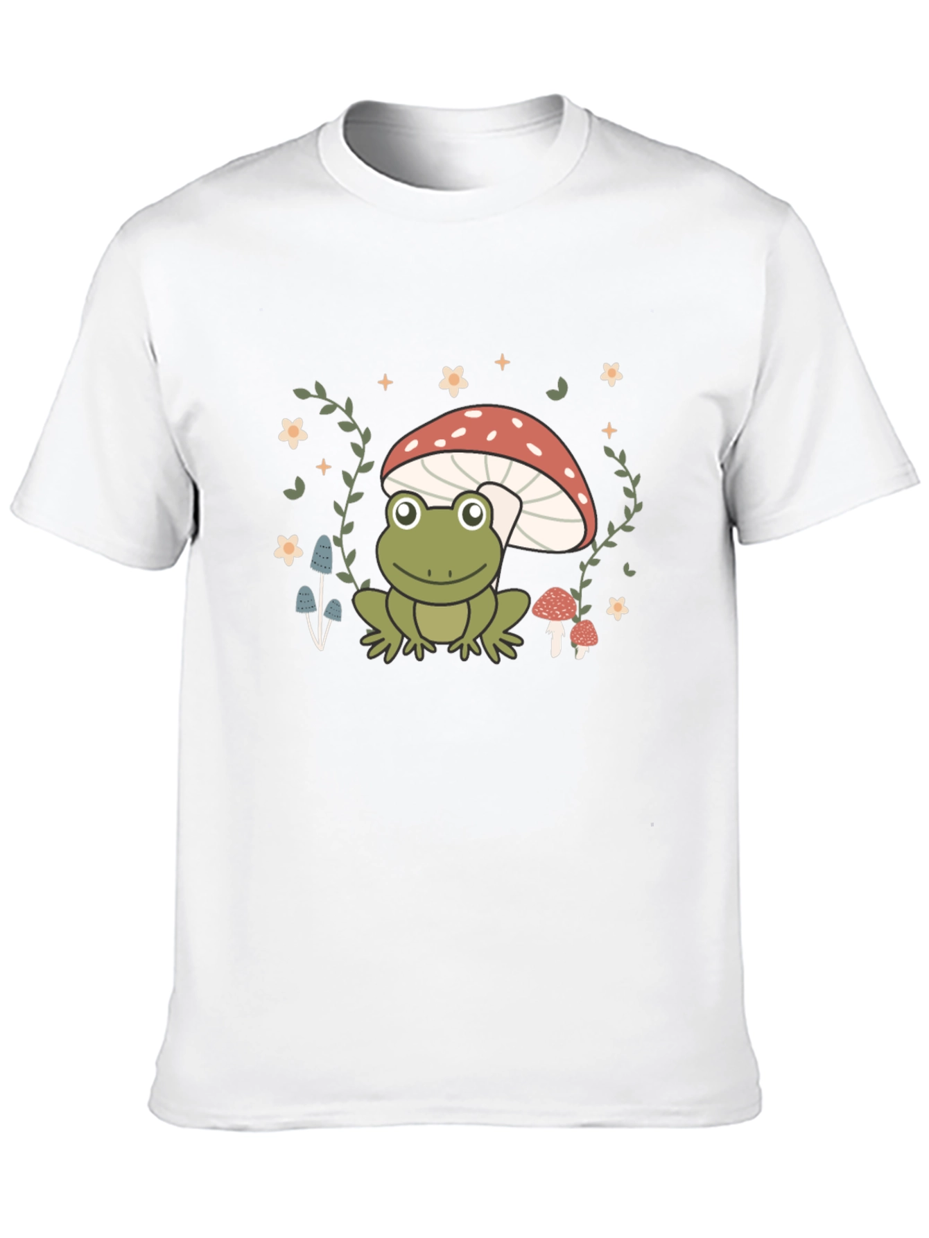 Black Frog on Mushroom Black Graphic Tee view 10